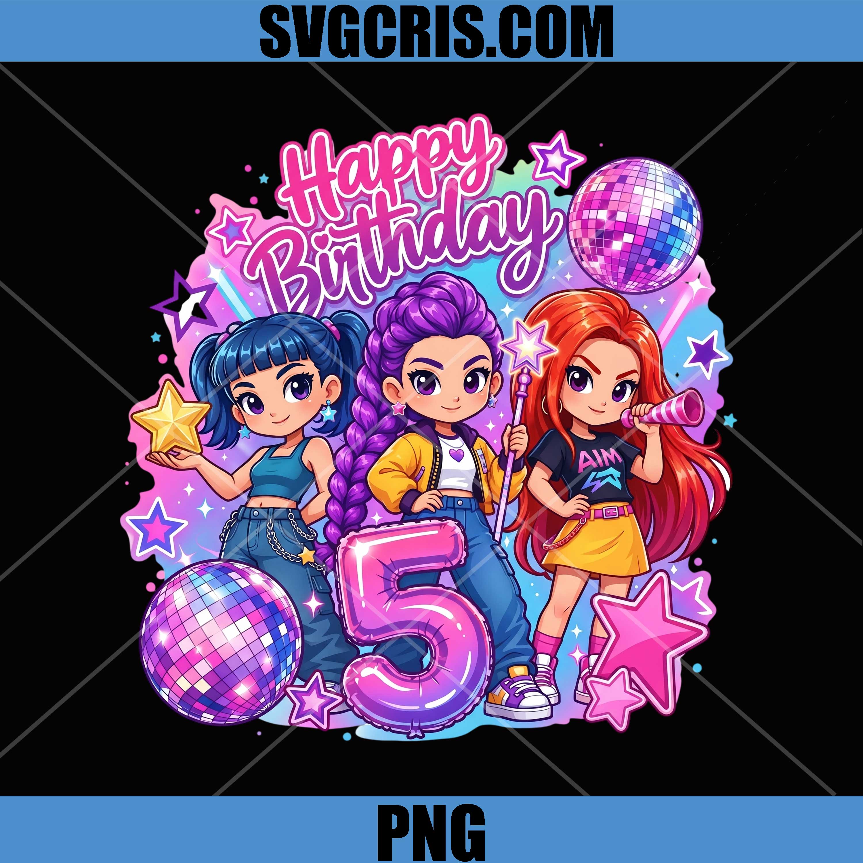 Happy Birthday 5 Year Old Girl PNG, Cute Birthday Squad PNG