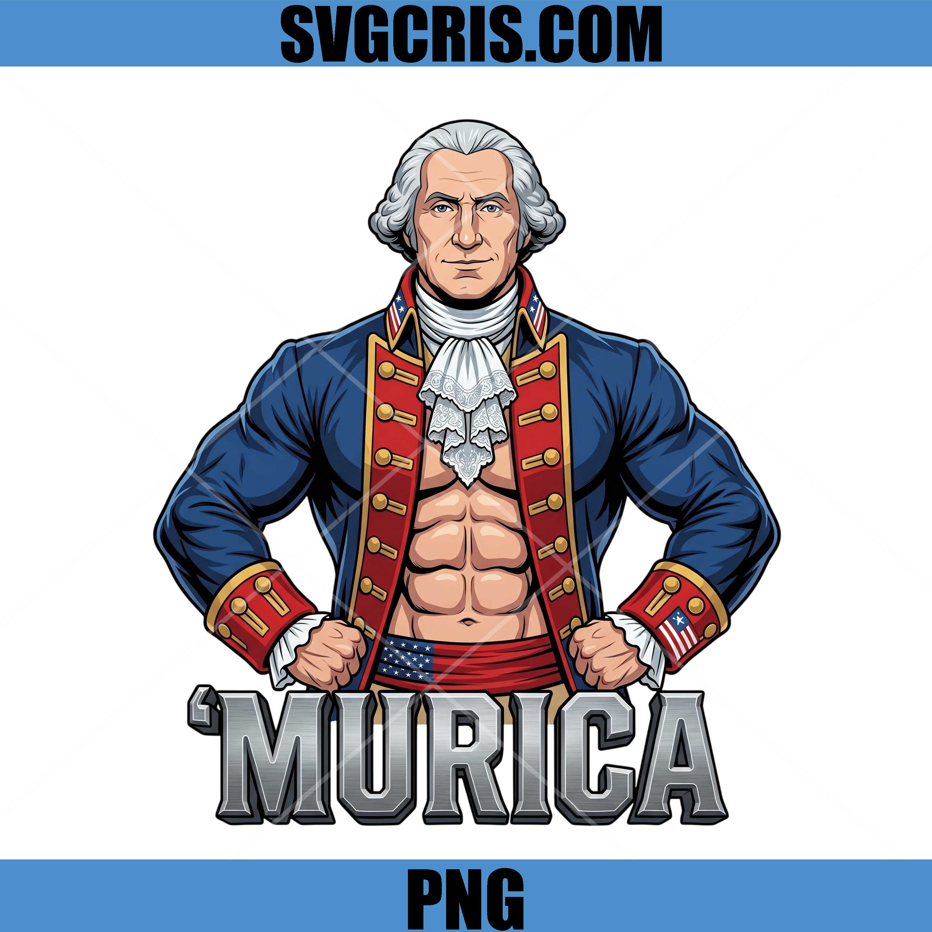 George Washington Murica Patriot PNG, Funny Fourth Of July PNG