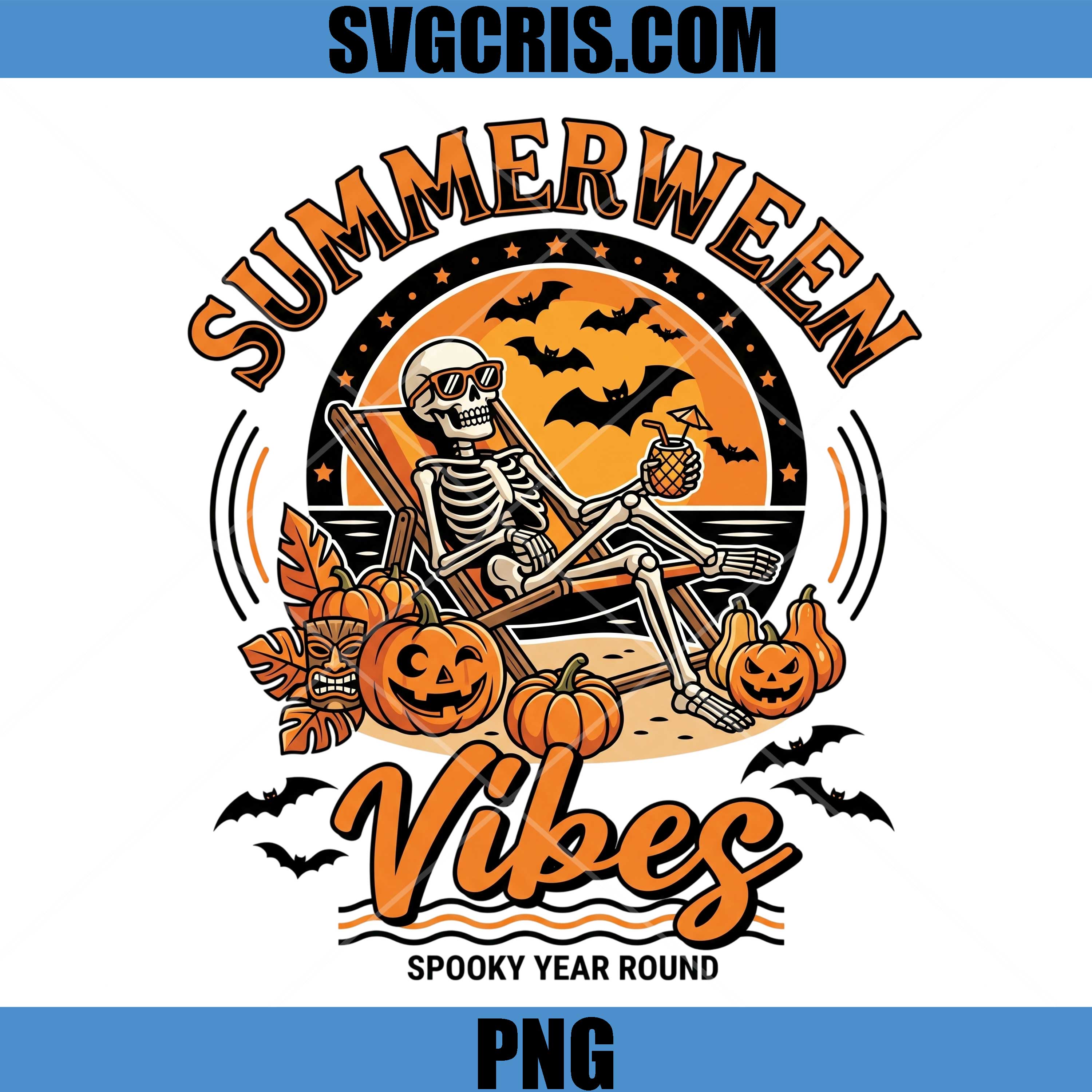 Summerween Vibes Skeleton Beach PNG, Skeleton Beach Vibes PNG