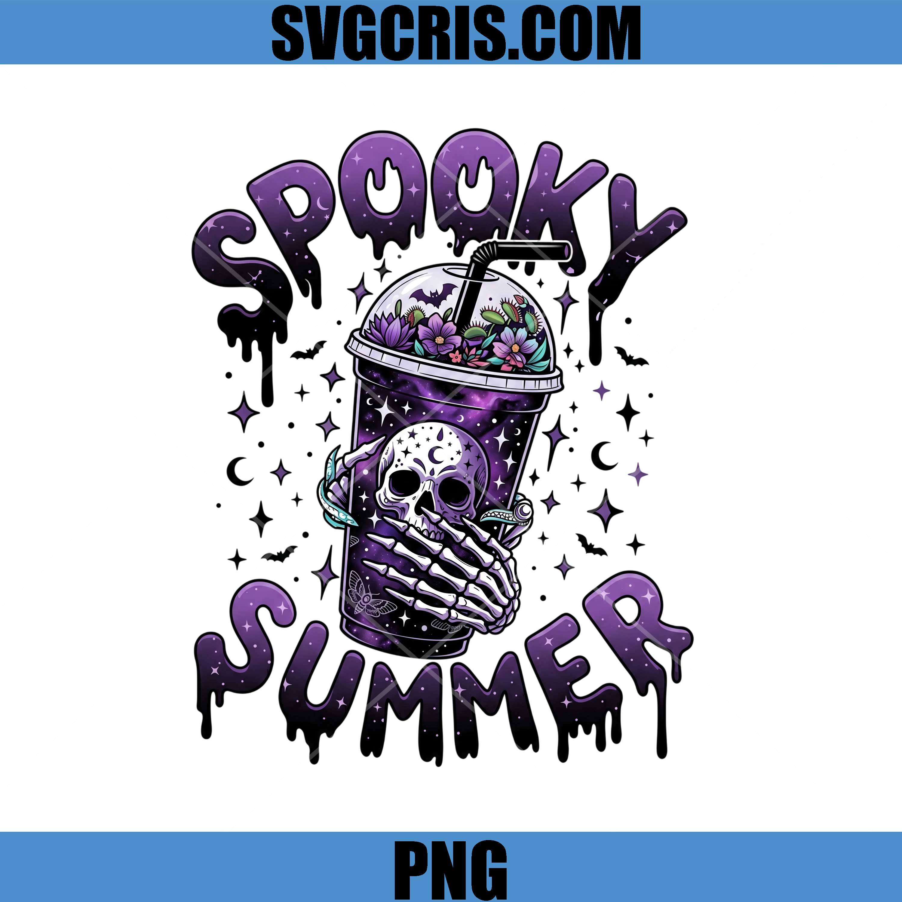 Spooky Summer Skull Drink PNG, Gothic Galaxy Tumbler PNG