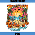 Summerween Surfing Skeleton PNG, Pumpkin Beach Party PNG