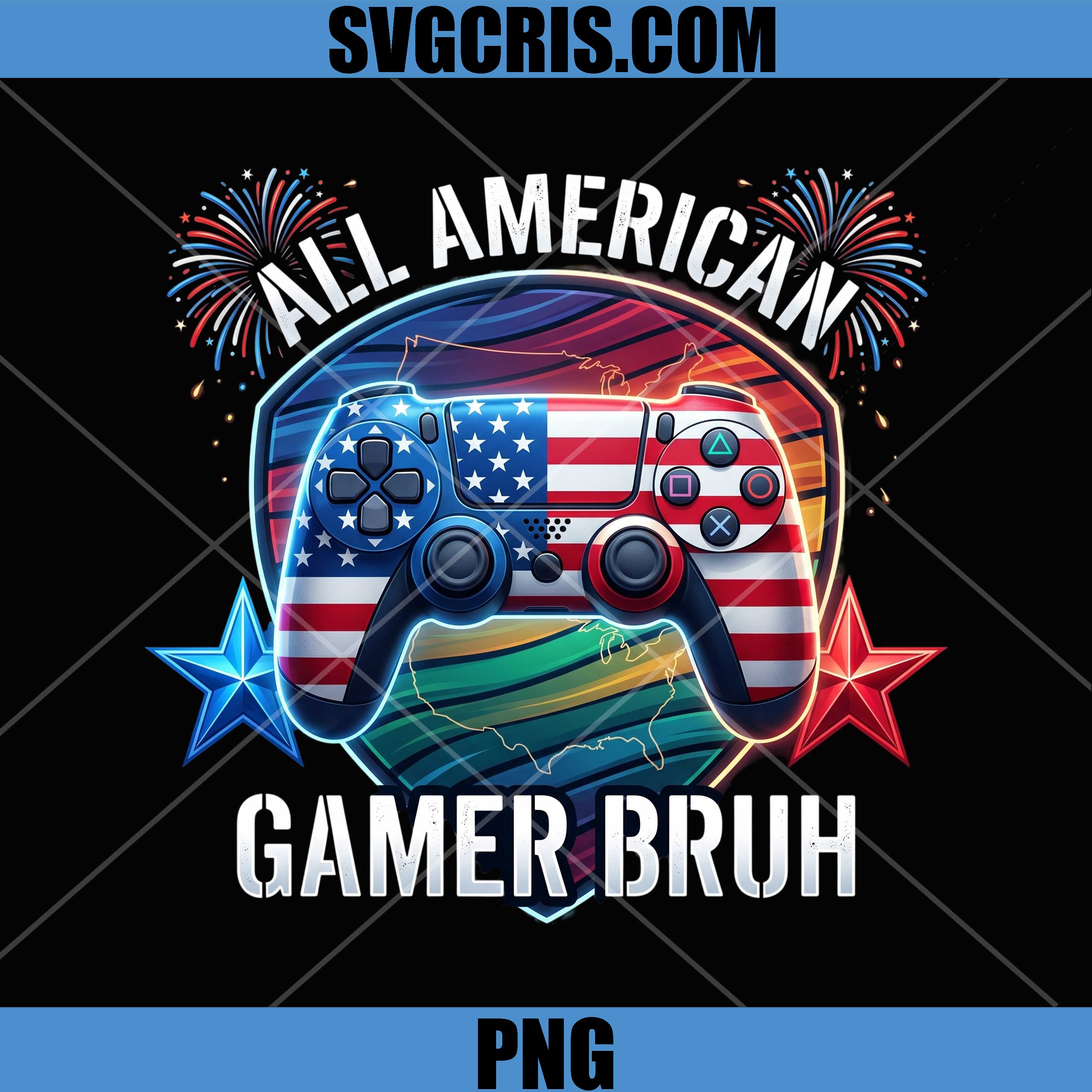All American Gamer Bruh PNG, Patriotic Gaming Controller PNG