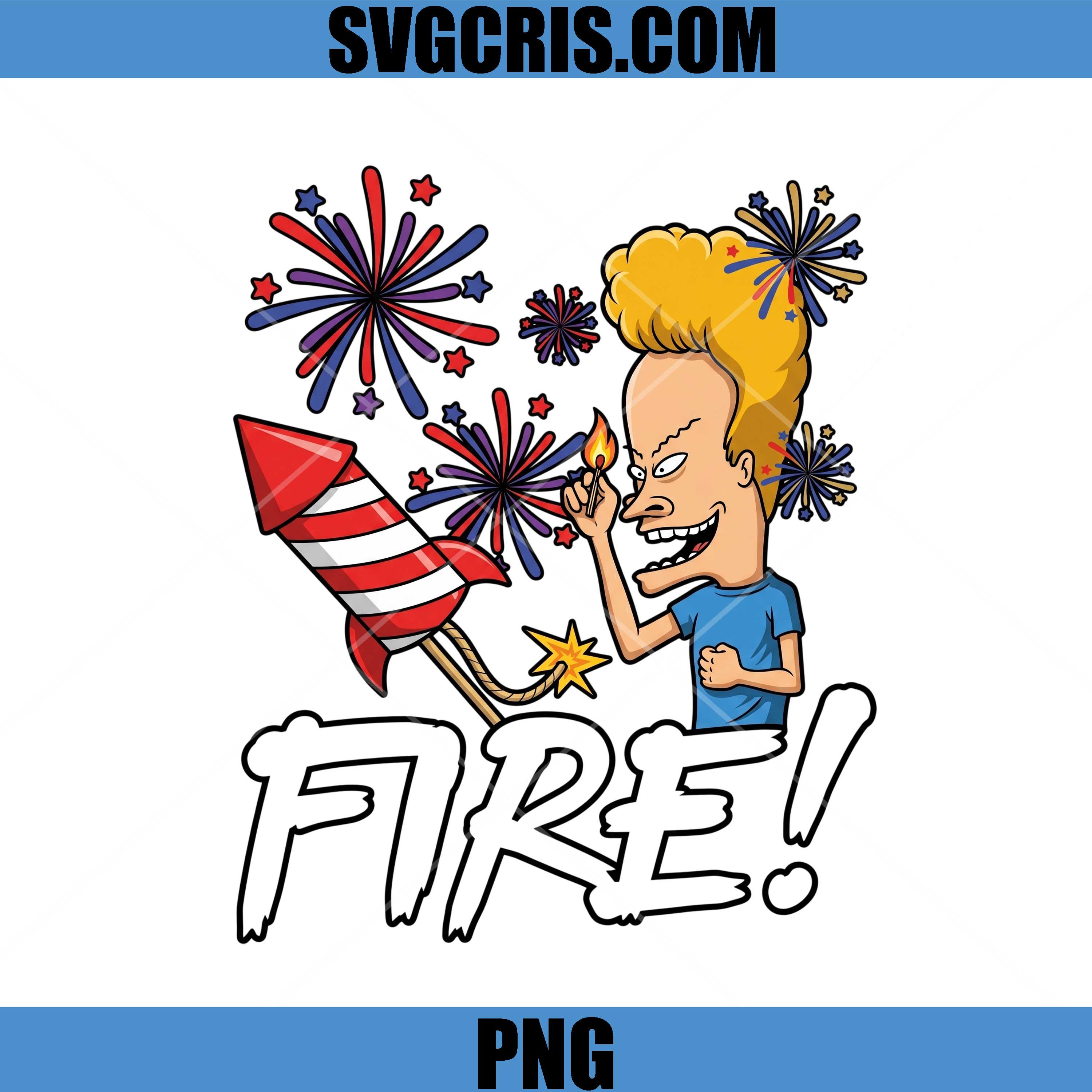 Fire Beavis Independence Day PNG, Funny 4th Of July Cartoon PNG