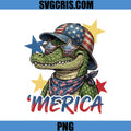 America Alligator Patriotic PNG, USA Crocodile Flag Sunglasses PNG