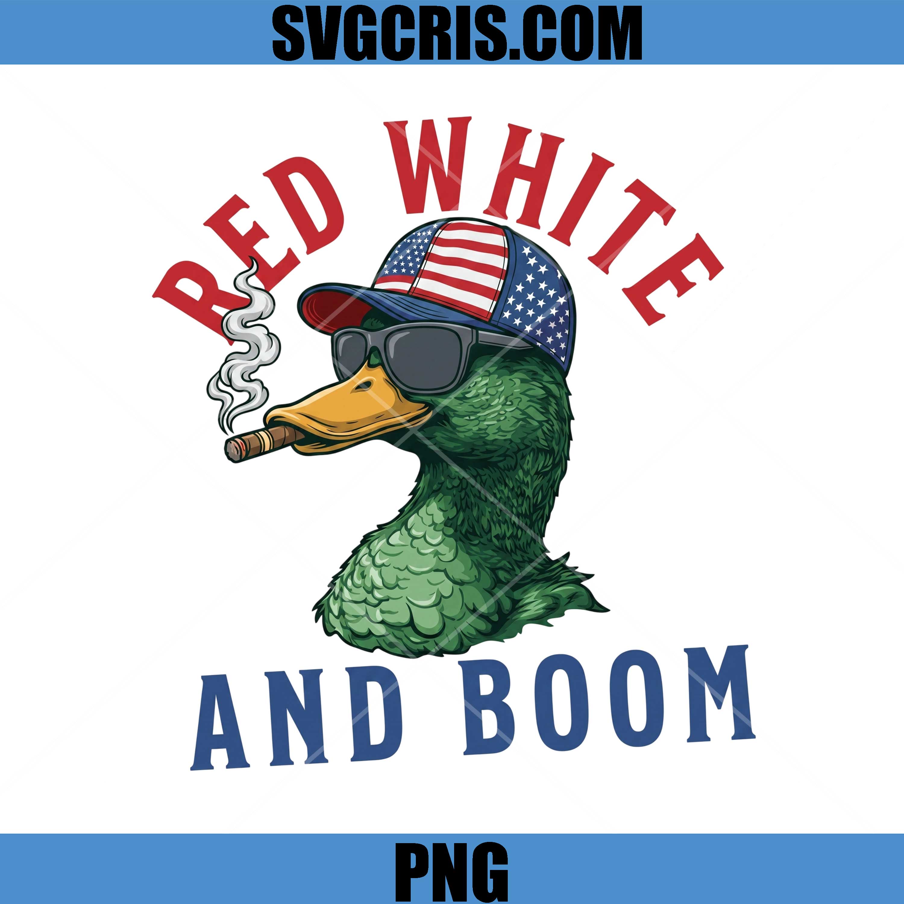 Red White And Boom Duck PNG, Patriotic Duck With Cigar PNG