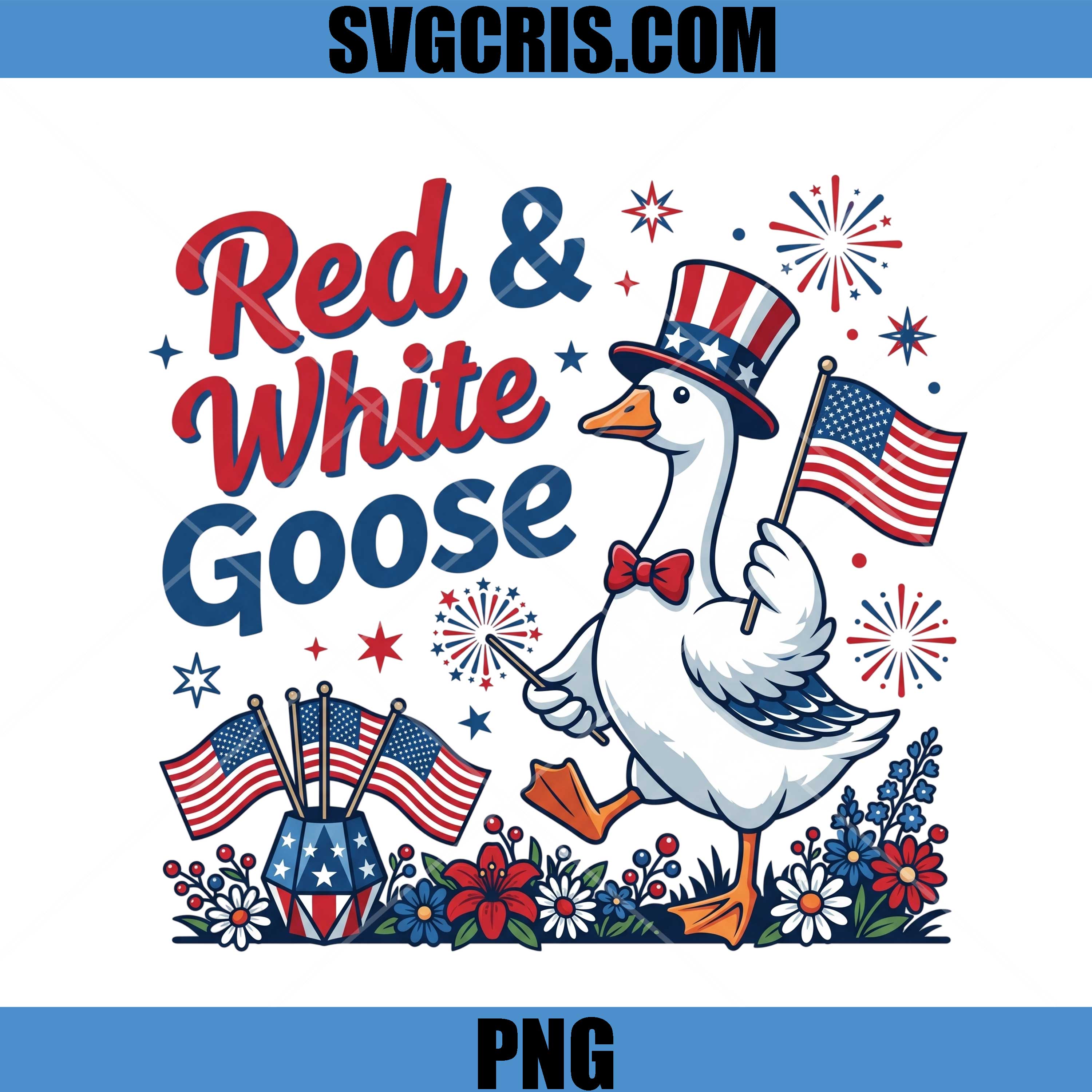 Red White Goose PNG, Patriotic Goose Fourth Of July PNG