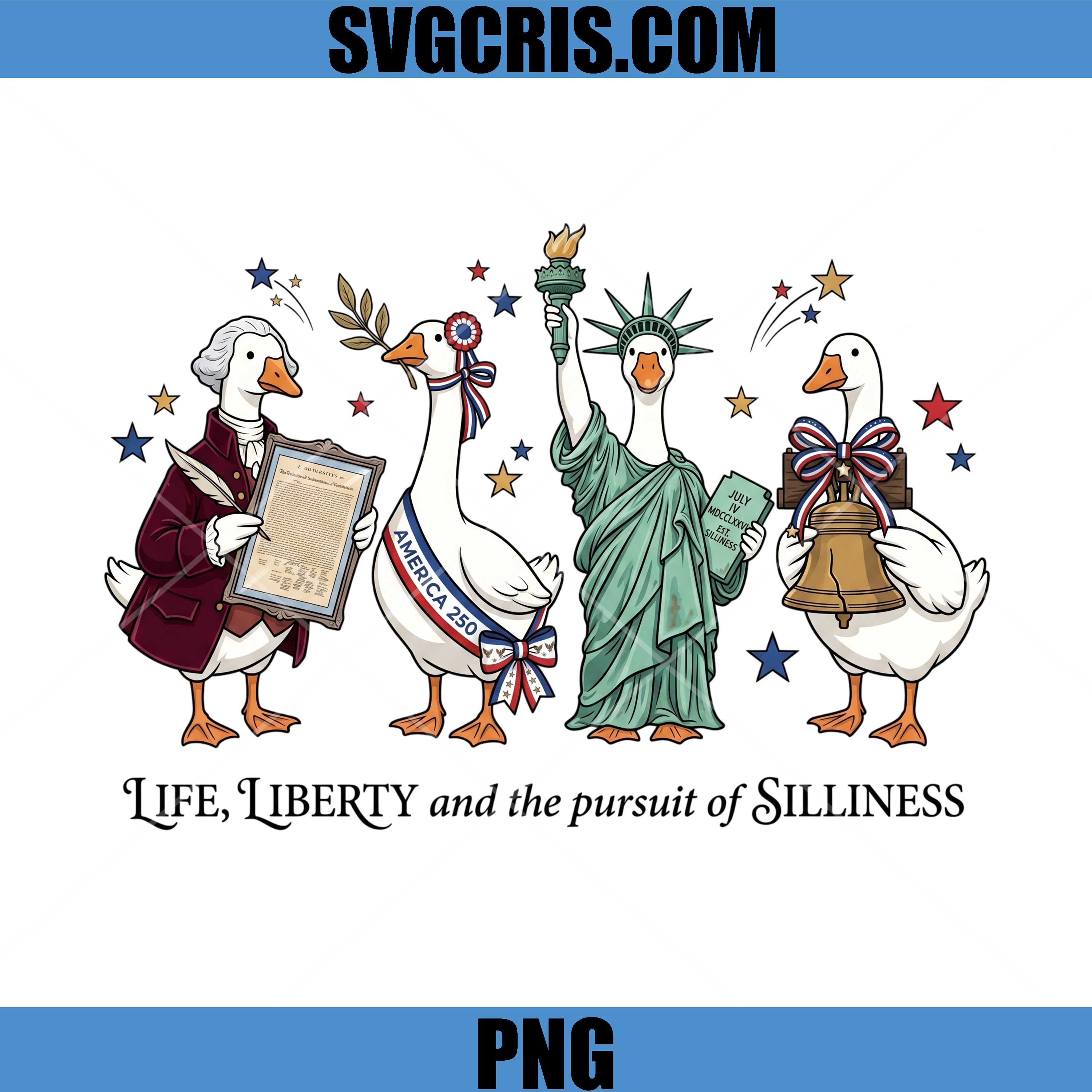 Life Liberty And The Pursuit Of Silliness PNG, Patriotic Goose Parade PNG