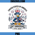 United States Of America 250th Anniversary PNG, Patriotic Duck Violin America PNG