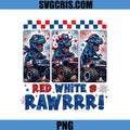Red White And Rawrr Dinosaur Truck PNG, Patriotic T Rex PNG
