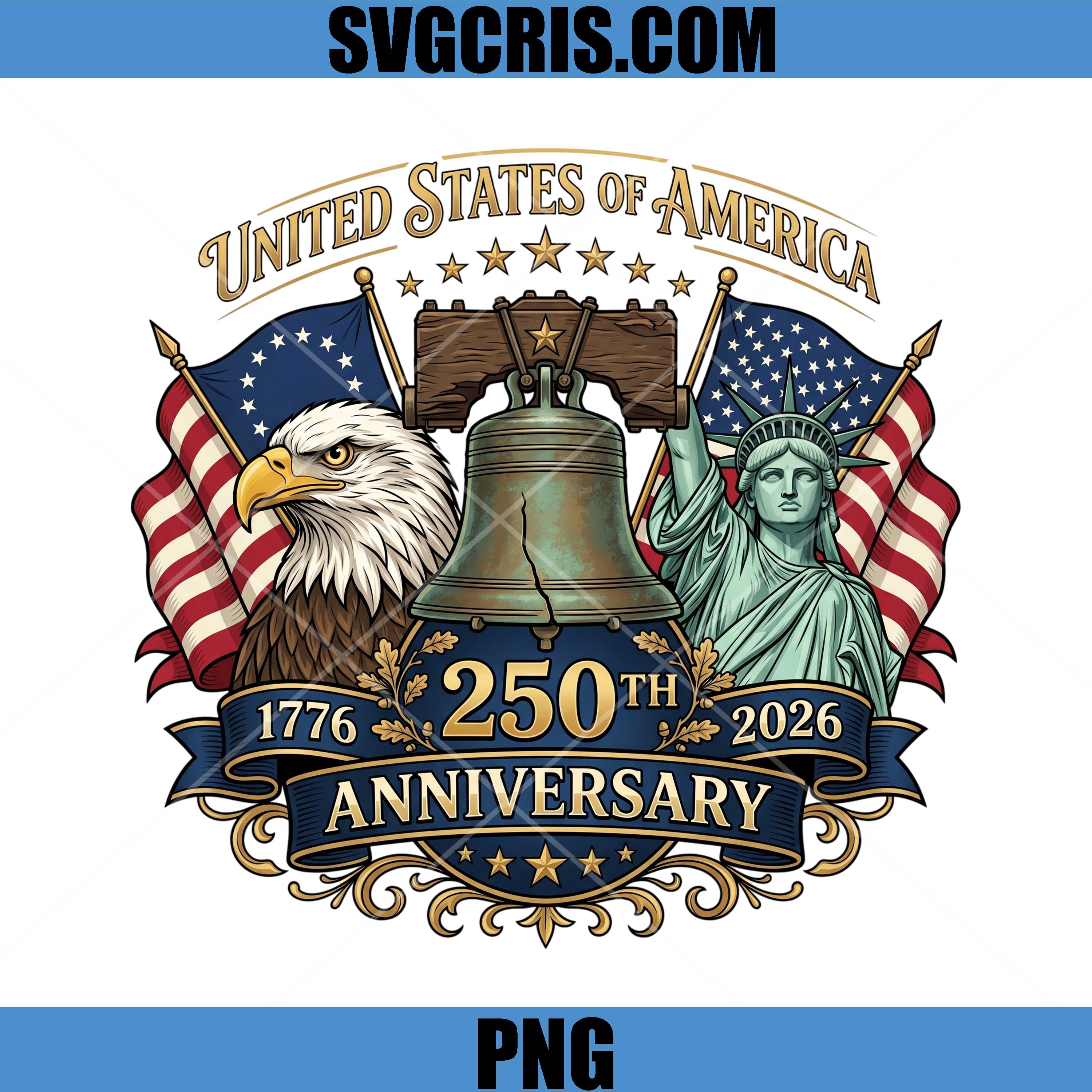 USA 250th Anniversary PNG, American Eagle Liberty Bell PNG