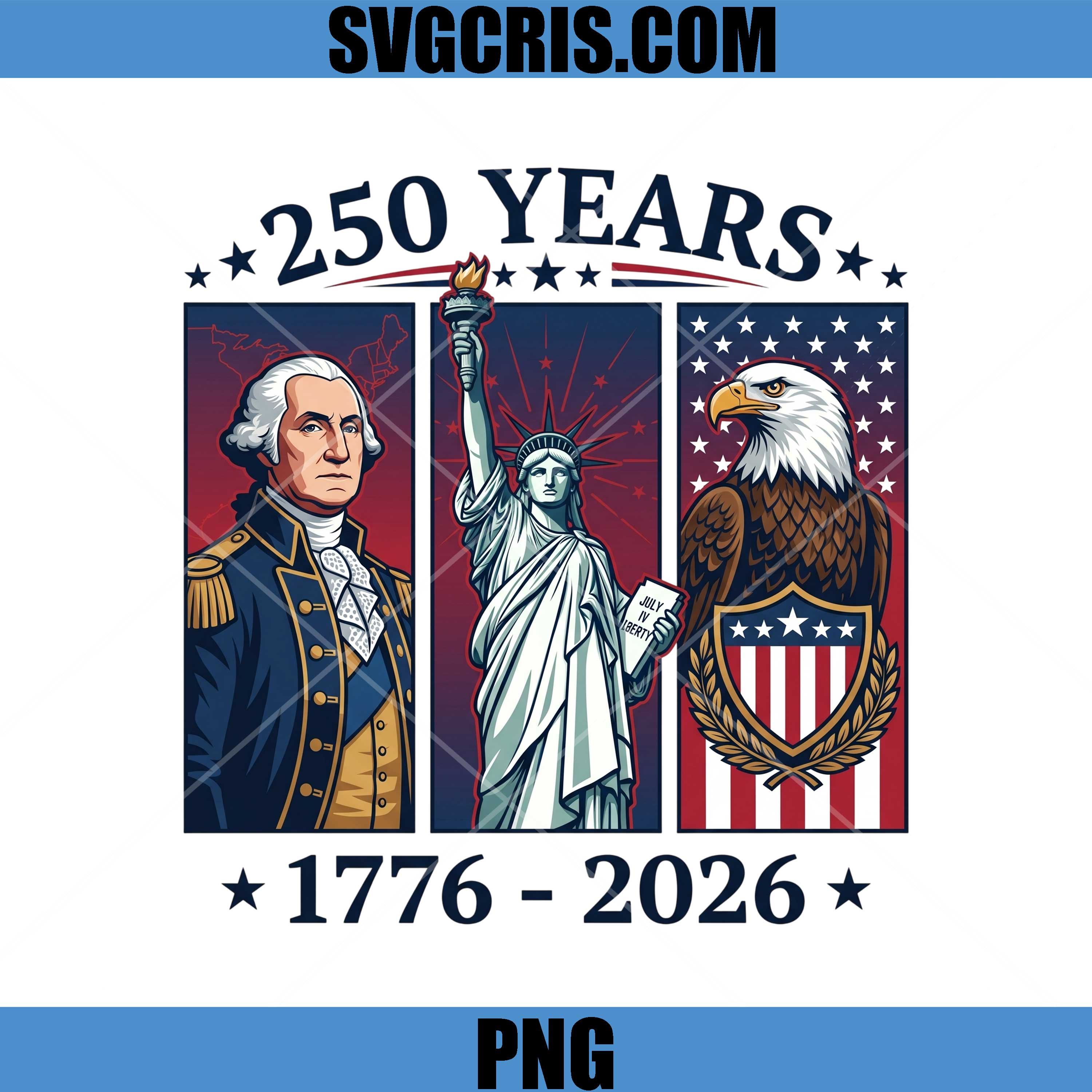 USA 250 Years Celebration PNG, George Washington Liberty PNG
