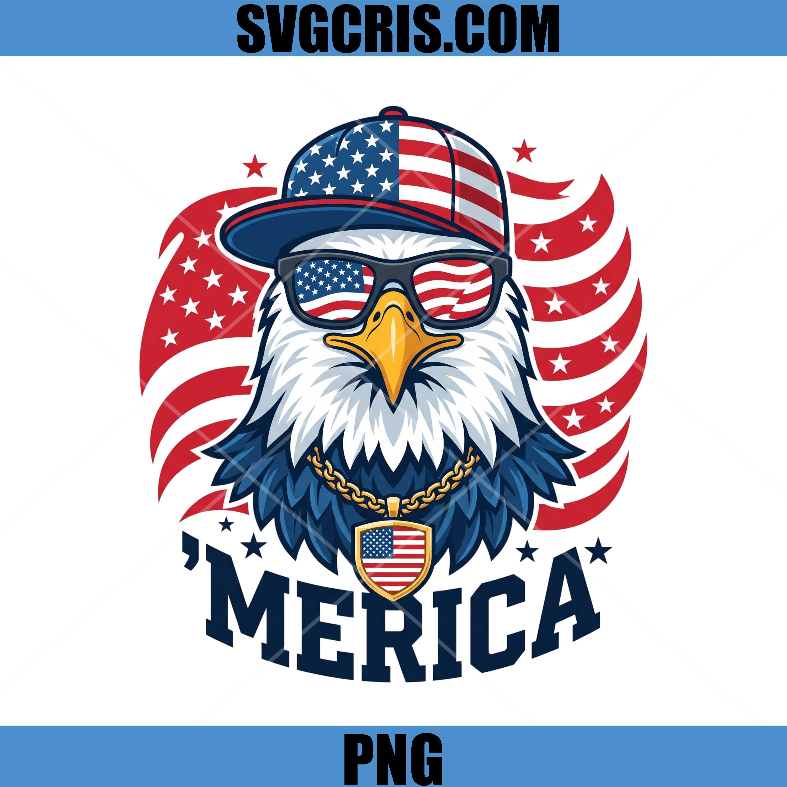 Merica Eagle PNG, Patriotic American Flag Eagle PNG
