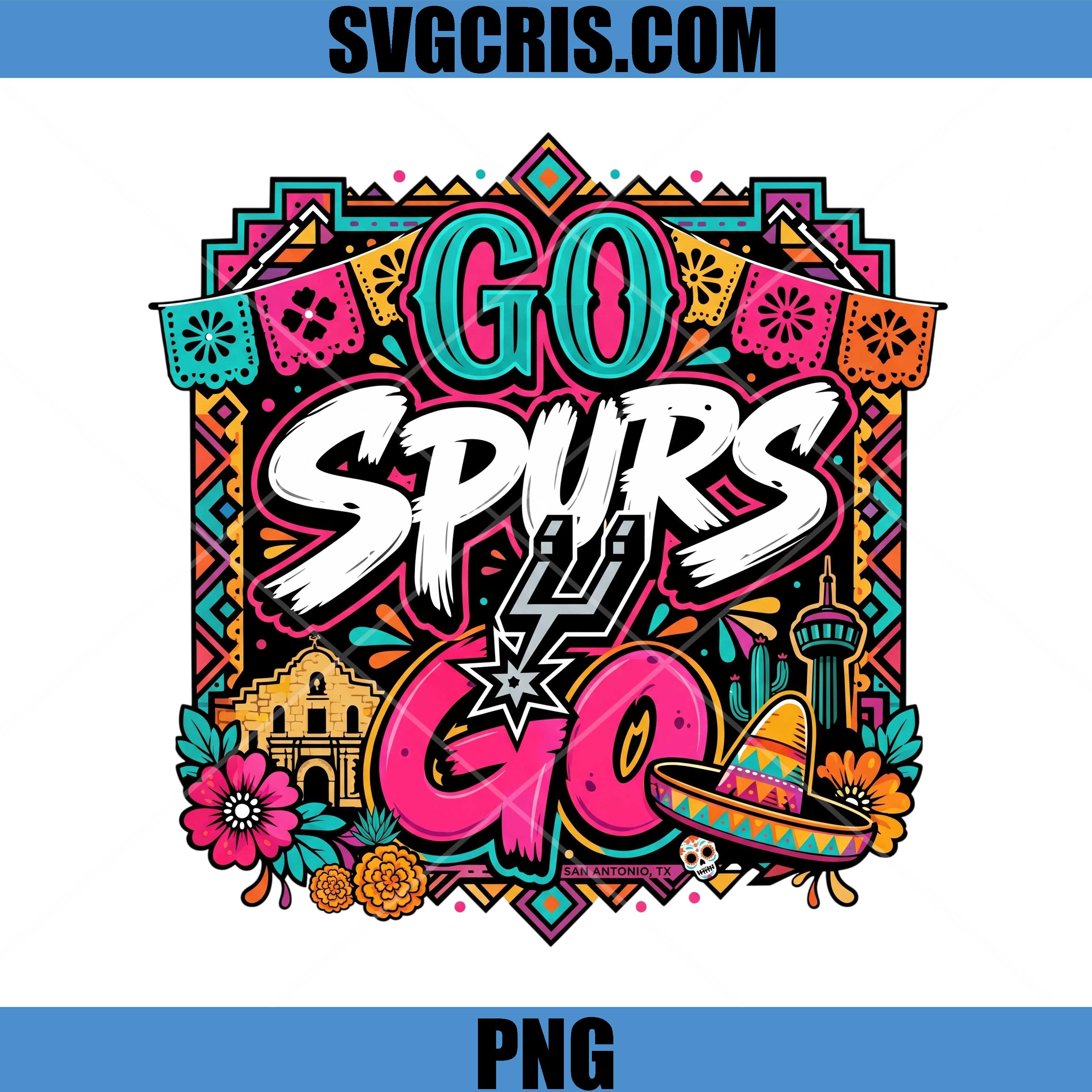 Go Spurs Go Fiesta Style PNG, San Antonio Basketball PNG