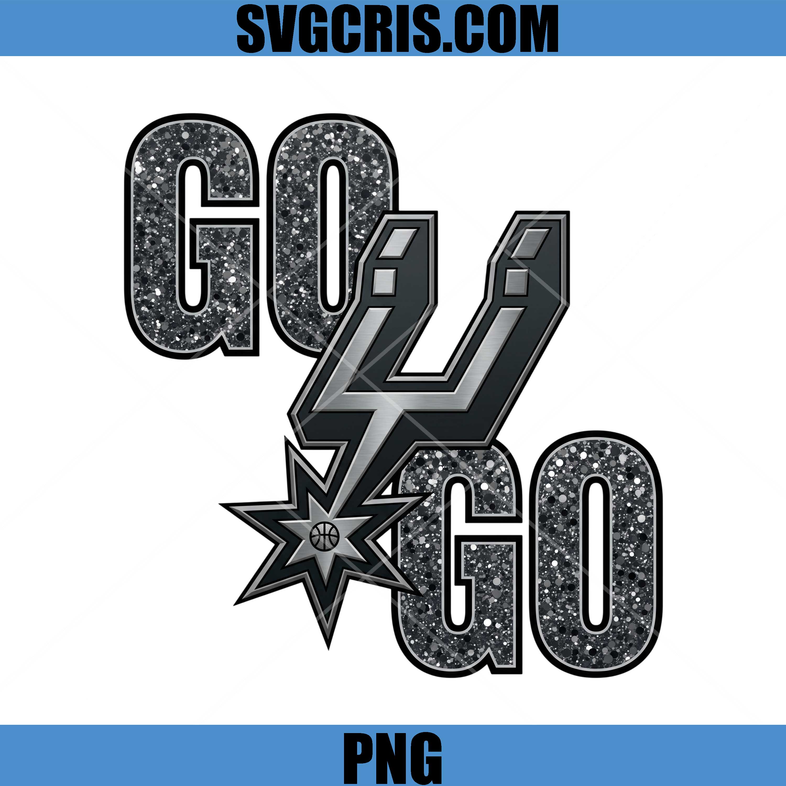 Go Spurs Go Glitter Logo PNG, San Antonio Basketball PNG