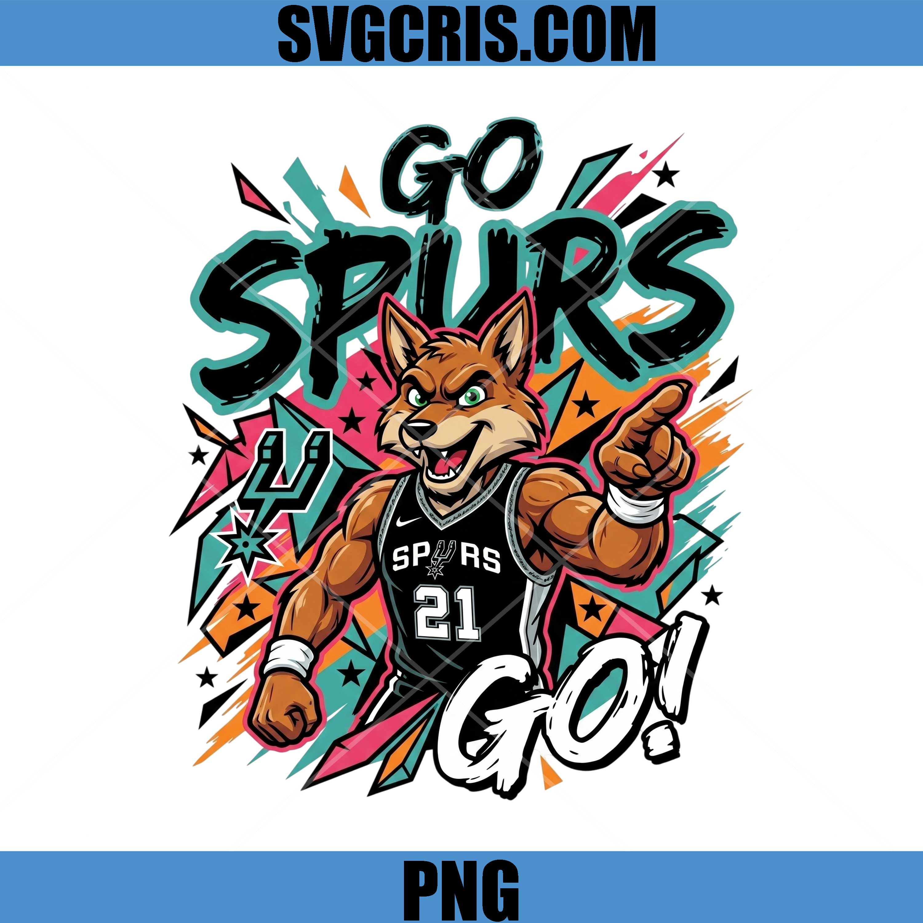 Go Spurs Go Coyote Mascot PNG, San Antonio Spurs Fan Art PNG