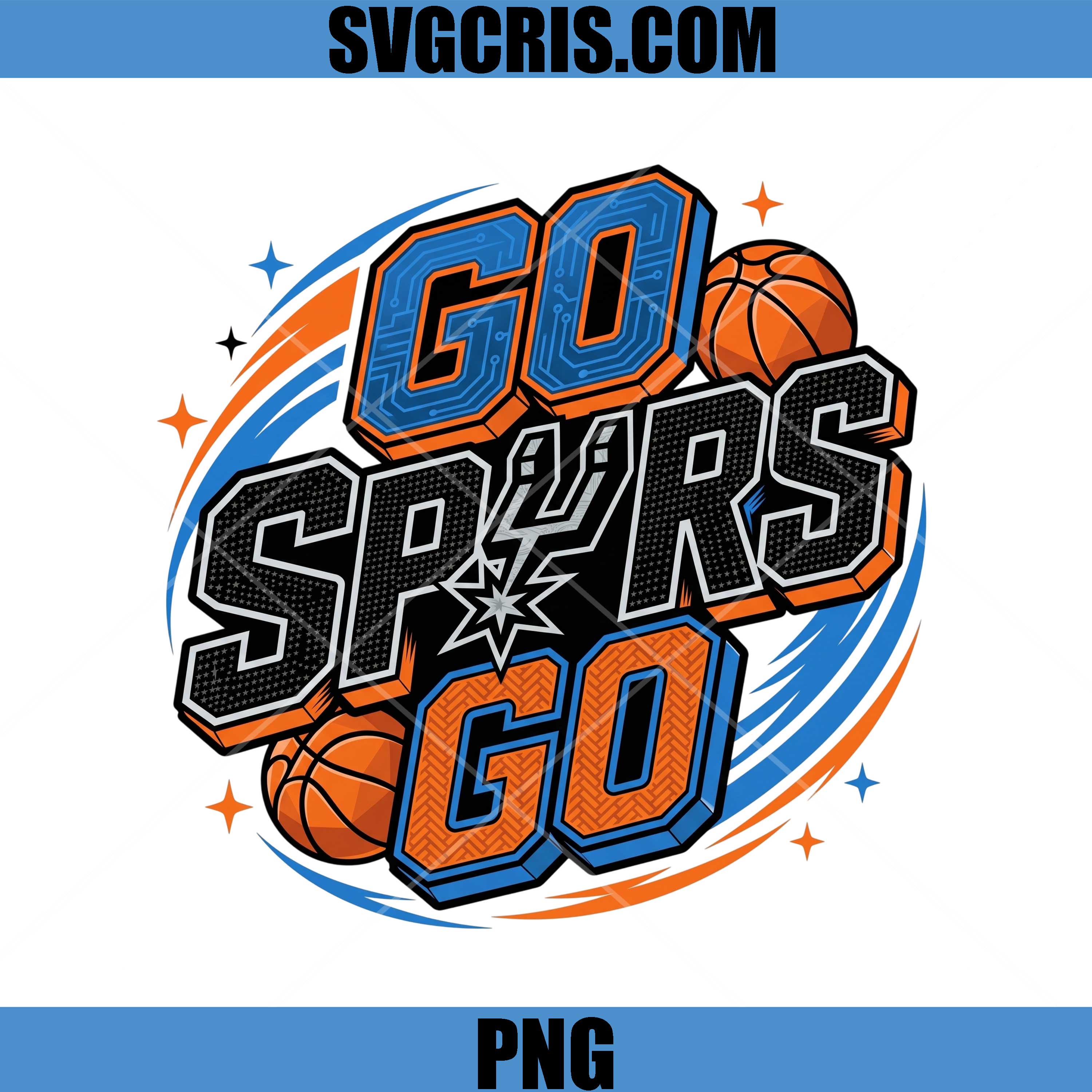 Go Spurs Go Basketball Team Design PNG, San Antonio Spurs Fan Art PNG