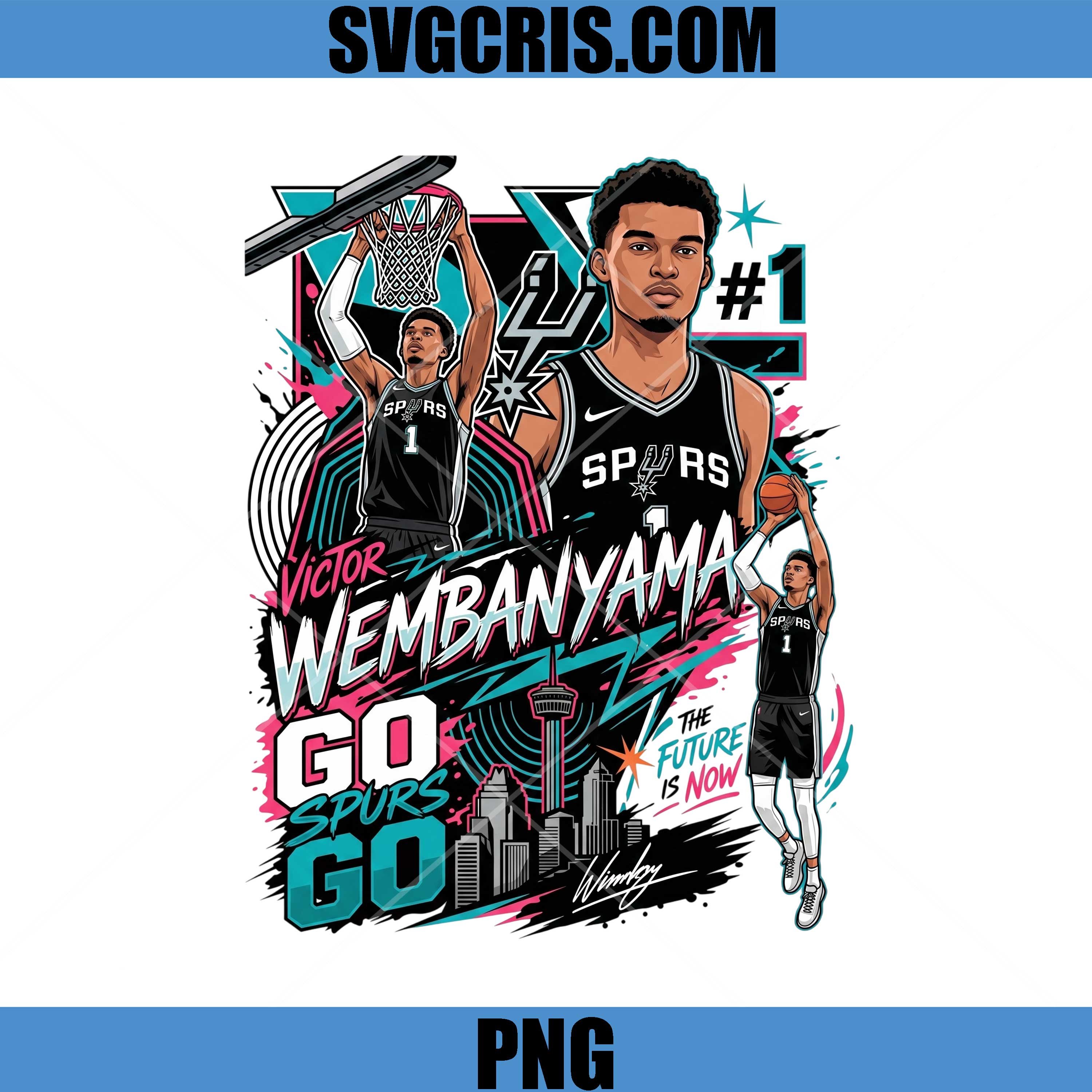 Victor Wembanyama Future Is Now PNG, Go Spurs Fan Graphic PNG