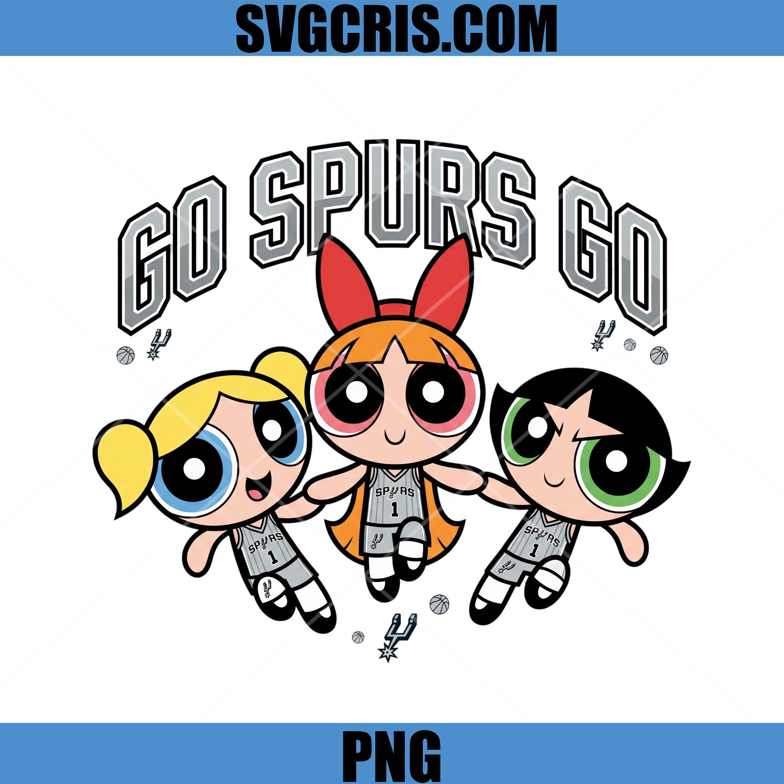 Go Spurs Go PNG, Powerpuff Girls Basketball Team PNG