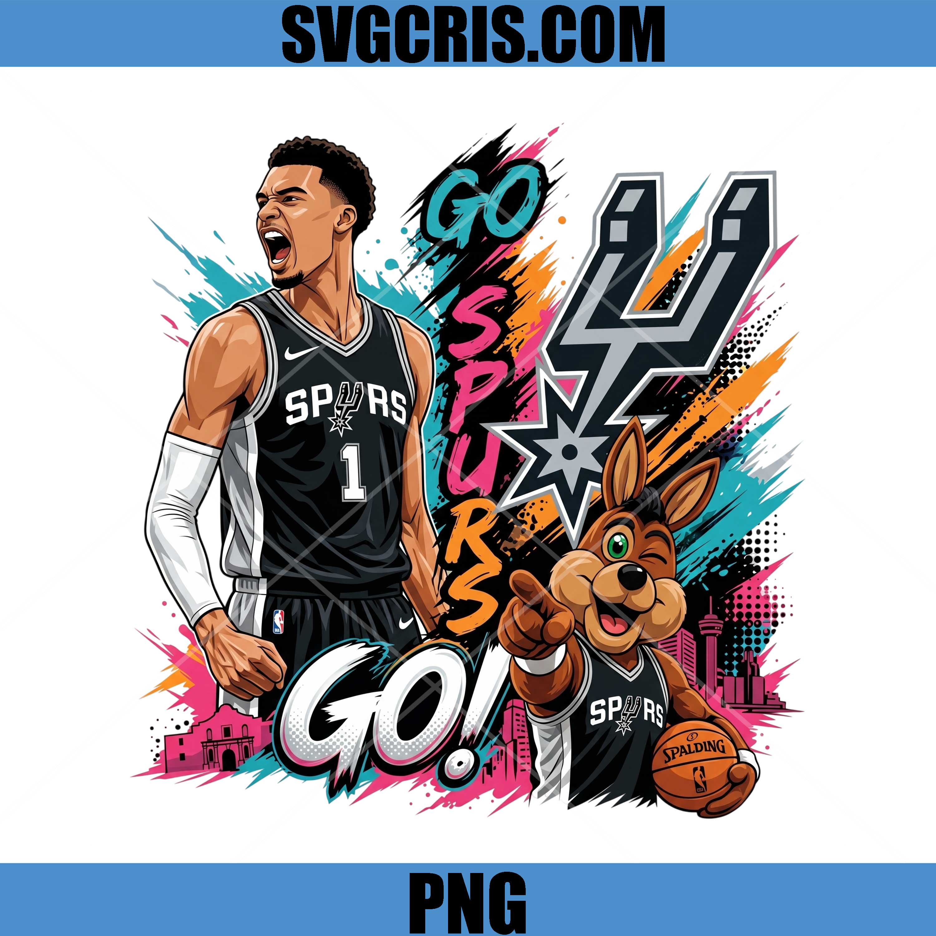 San Antonio Spurs Fan Art PNG, Go Spurs Team Spirit PNG