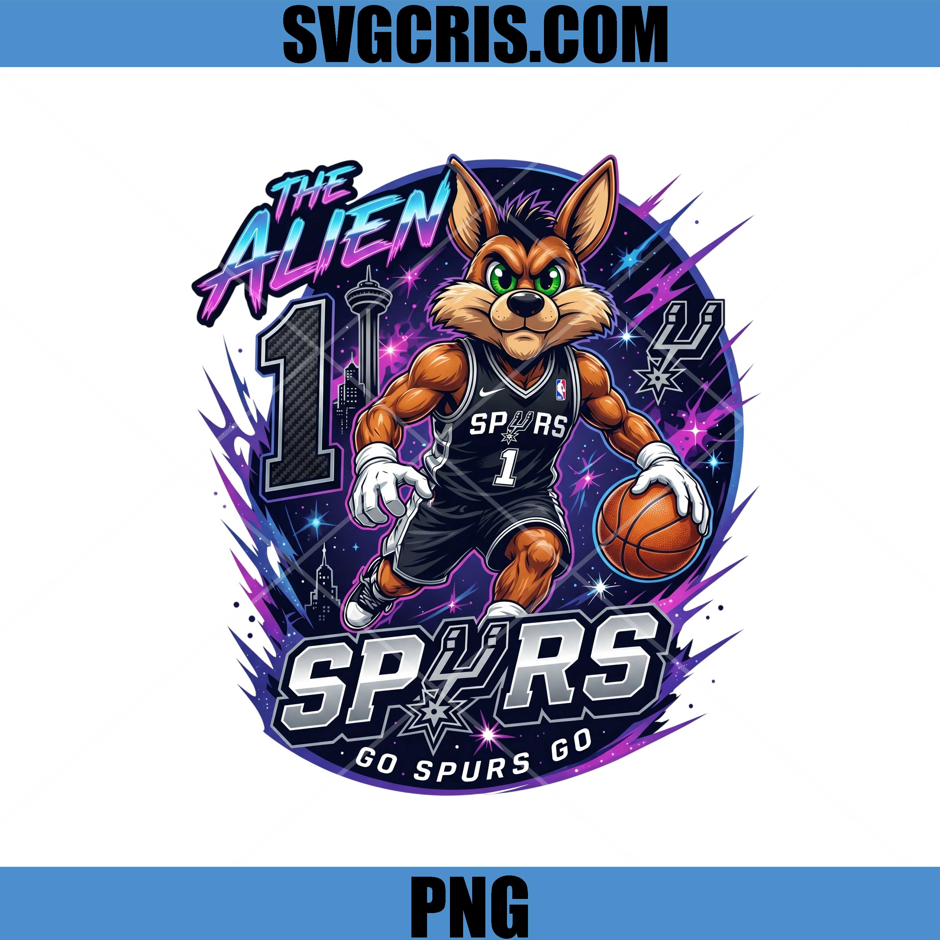 The Alien Spurs PNG, San Antonio Spurs Mascot Art PNG