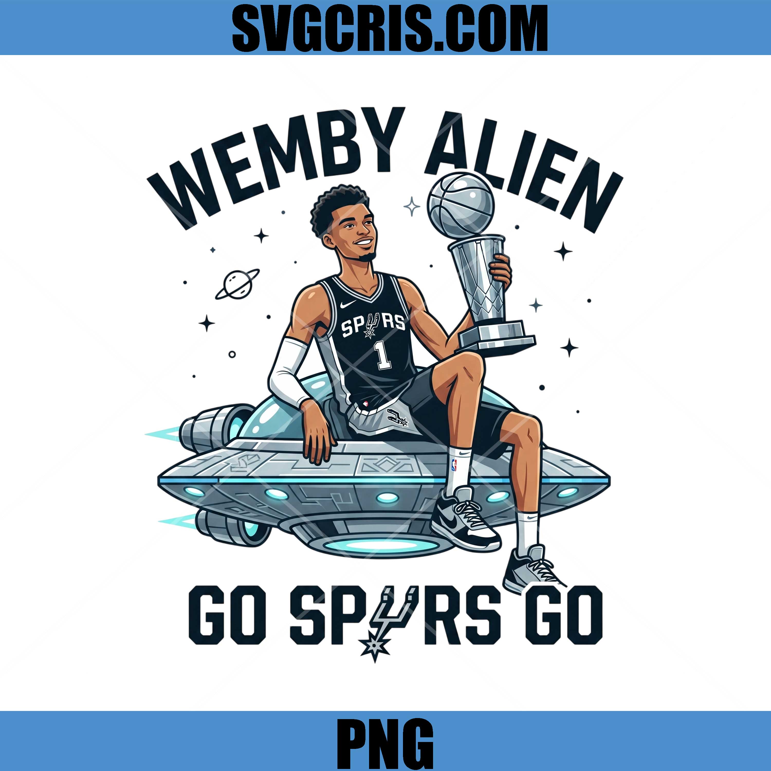 Wemby Alien Go Spurs Go PNG, Go Spurs Go Space Champion PNG