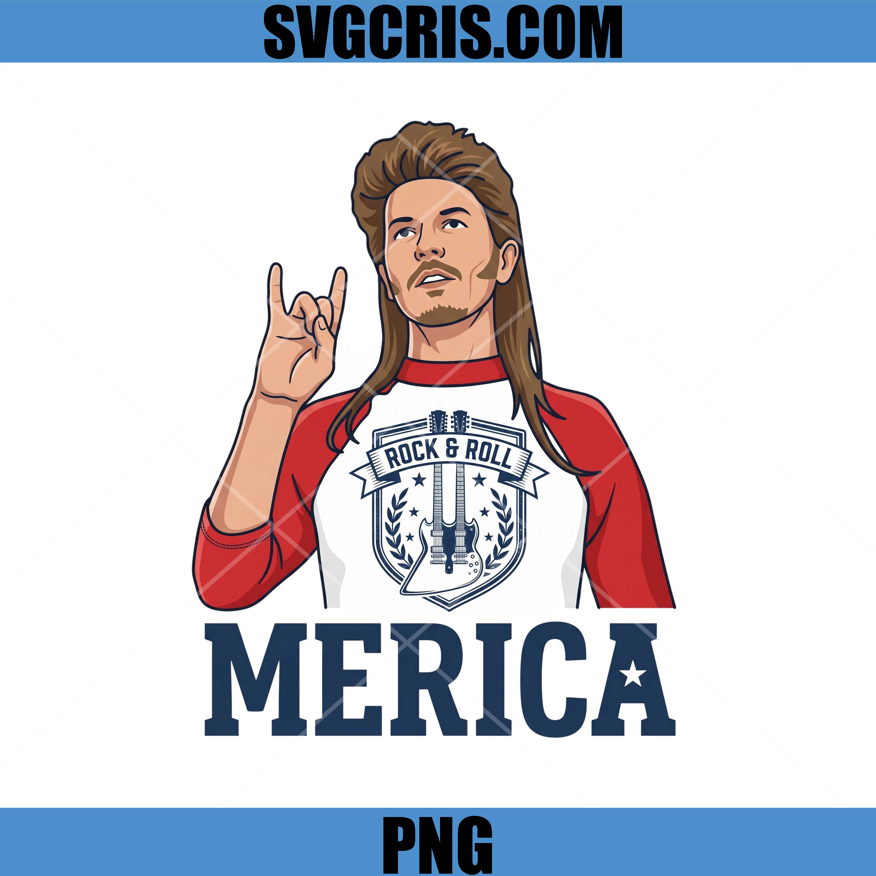 Mullets Rock Merica PNG, Retro Guitar Graphic PNG