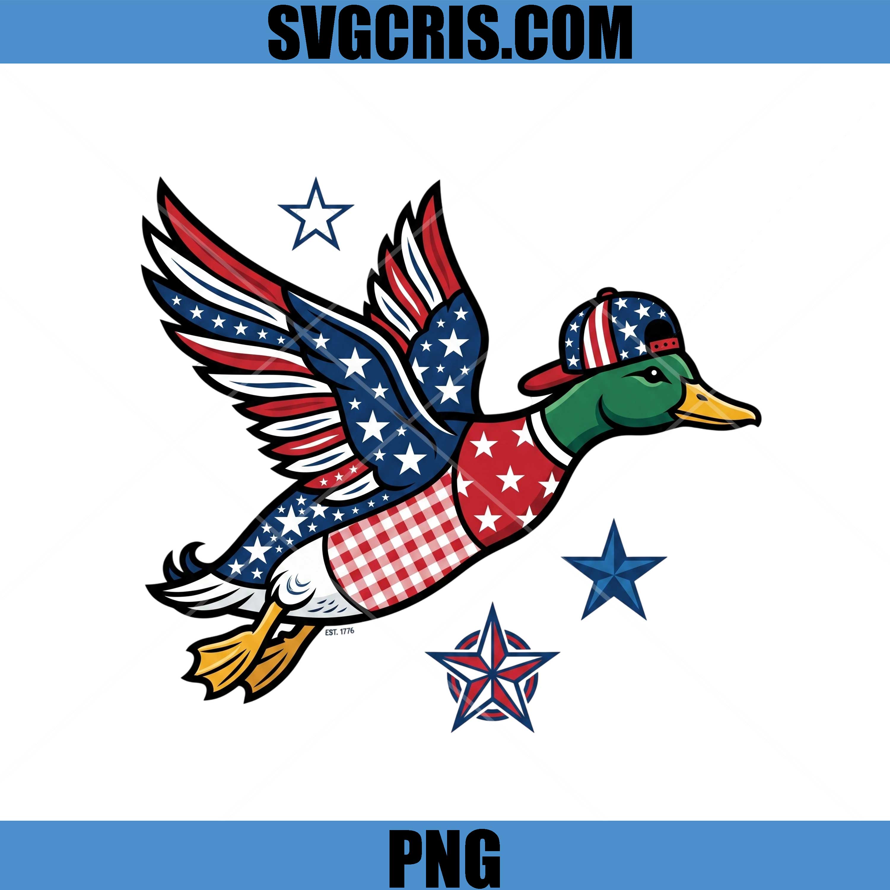 Patriotic Flying Duck USA, Independence Day Duck Art PNG