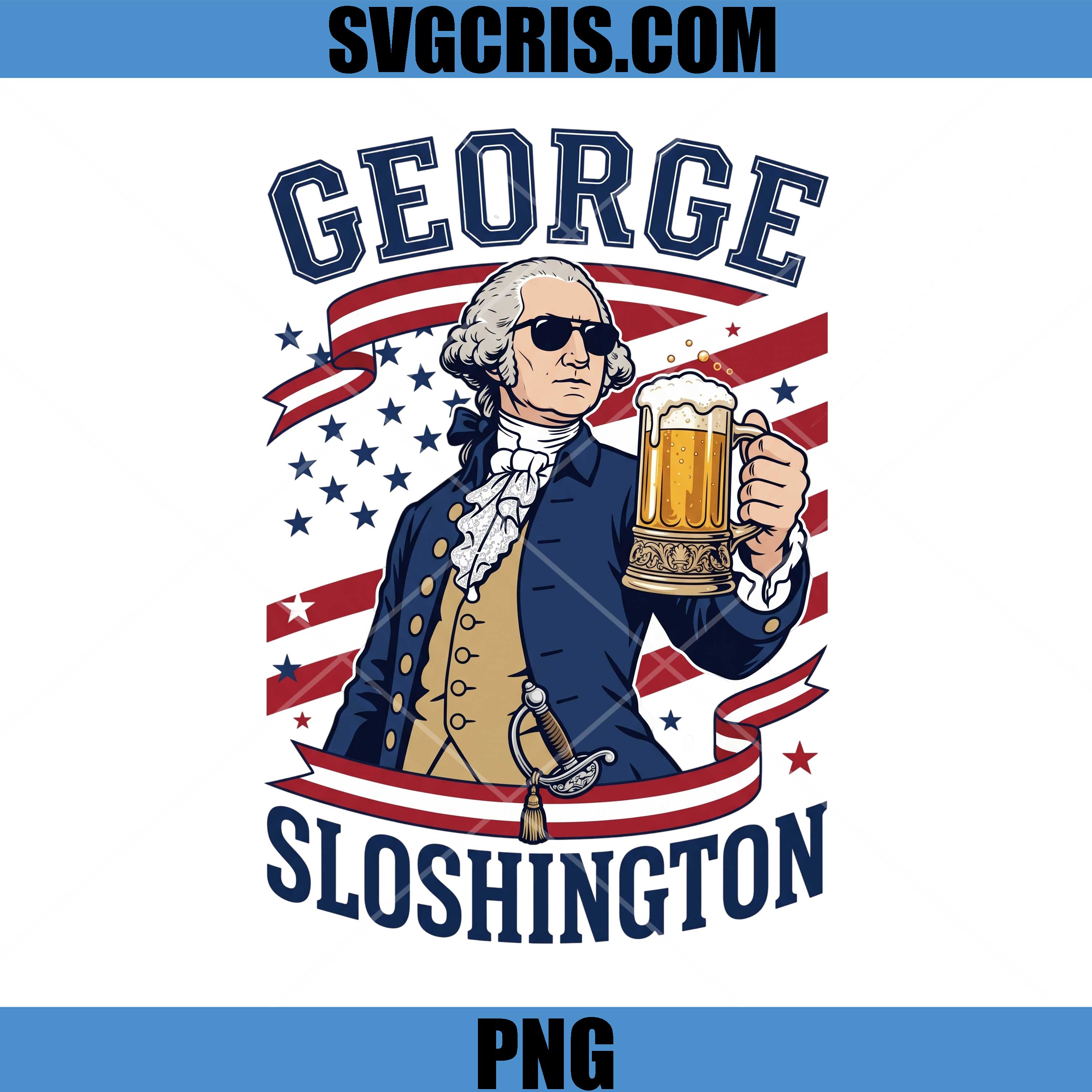 George Washington Beer Parody PNG, America Humor PNG