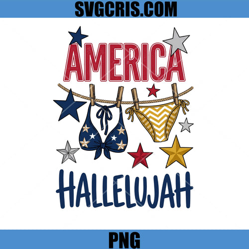 America Hallelujah Meme PNG, Patriotic Bikini Stars Design PNG