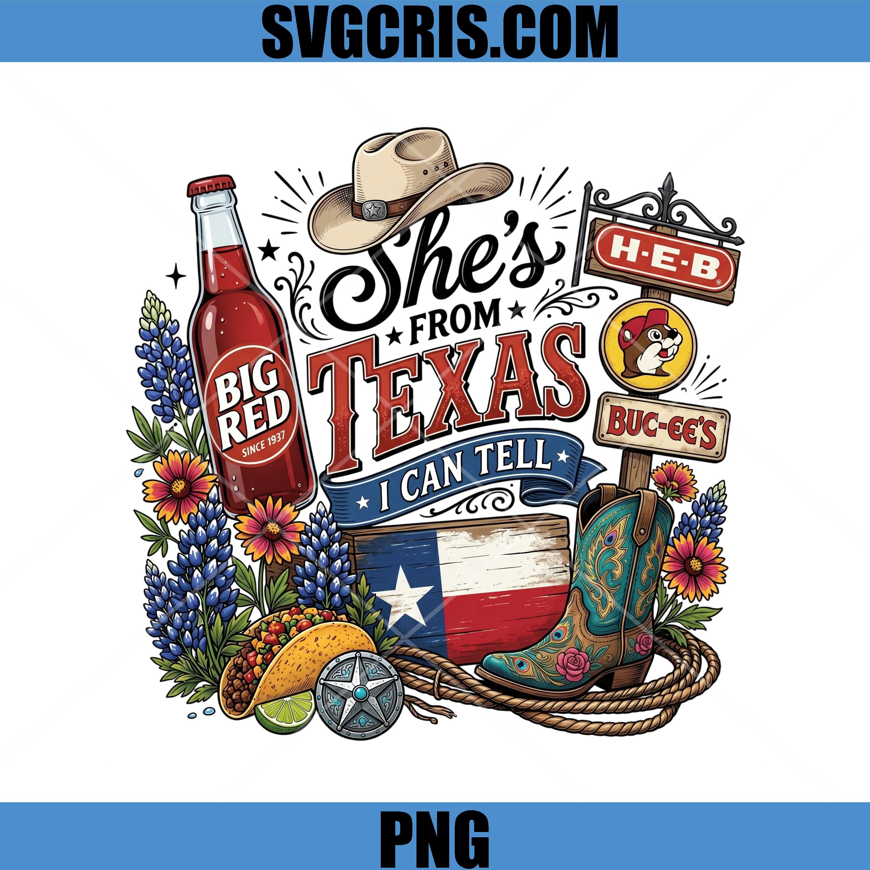 She’s From Texas Cowboy PNG, Big Red Cowboy Boots Texas PNG