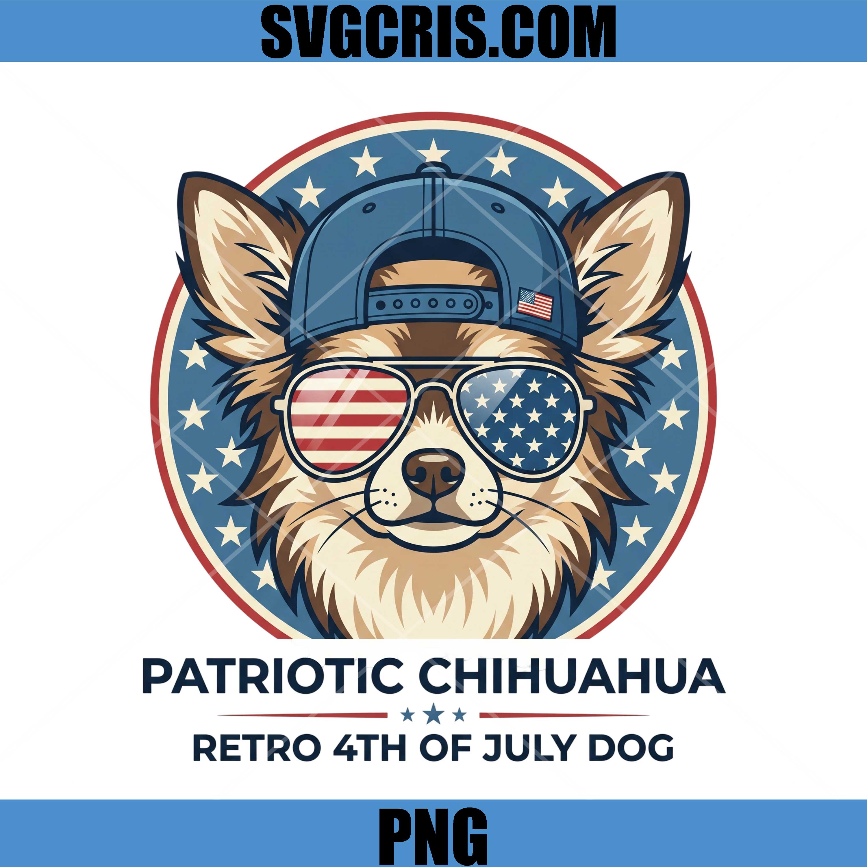 Patriotic Chihuahua Dog PNG, Retro 4th Of July PNG