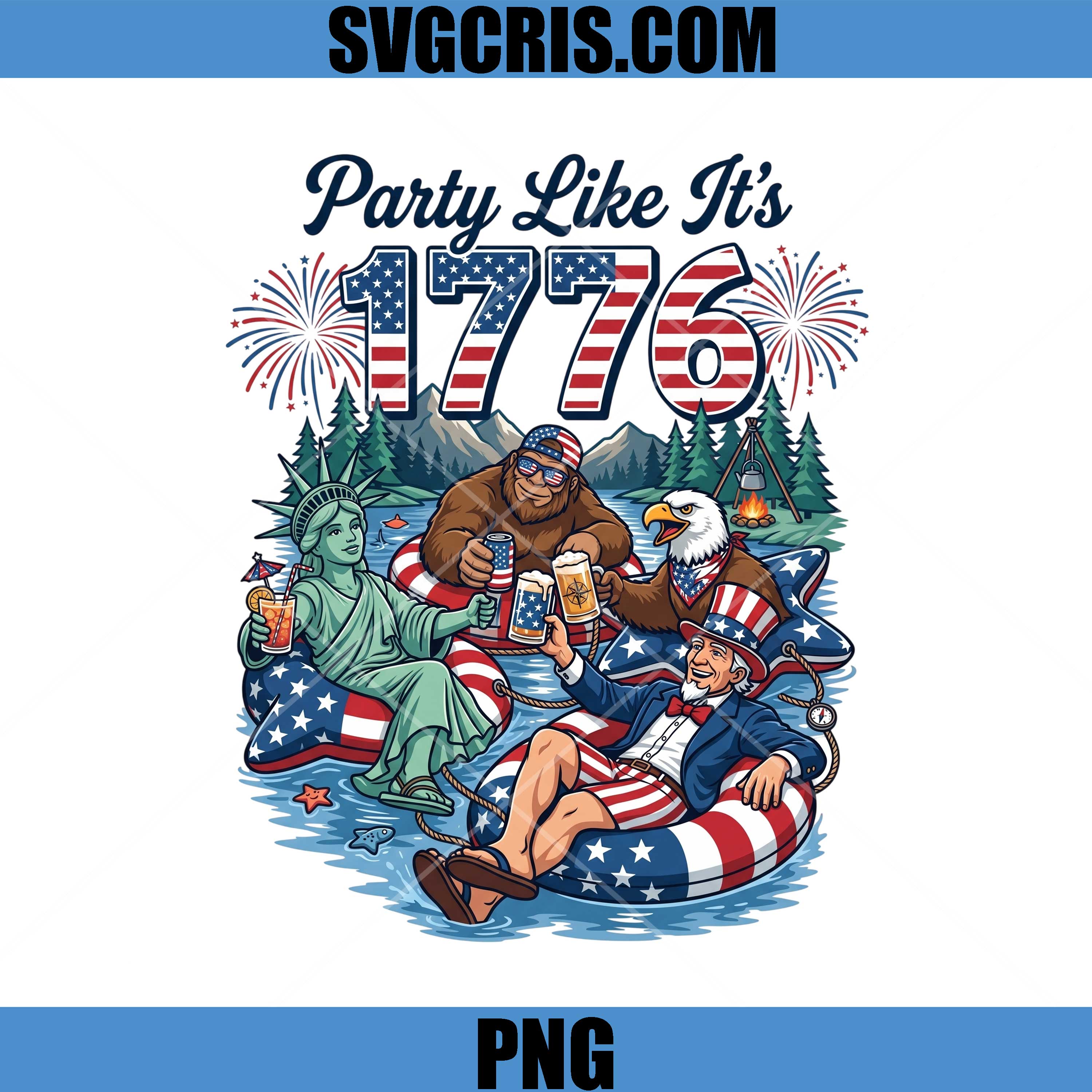 Party Like It’s 1776 PNG, Patriotic USA Celebration PNG