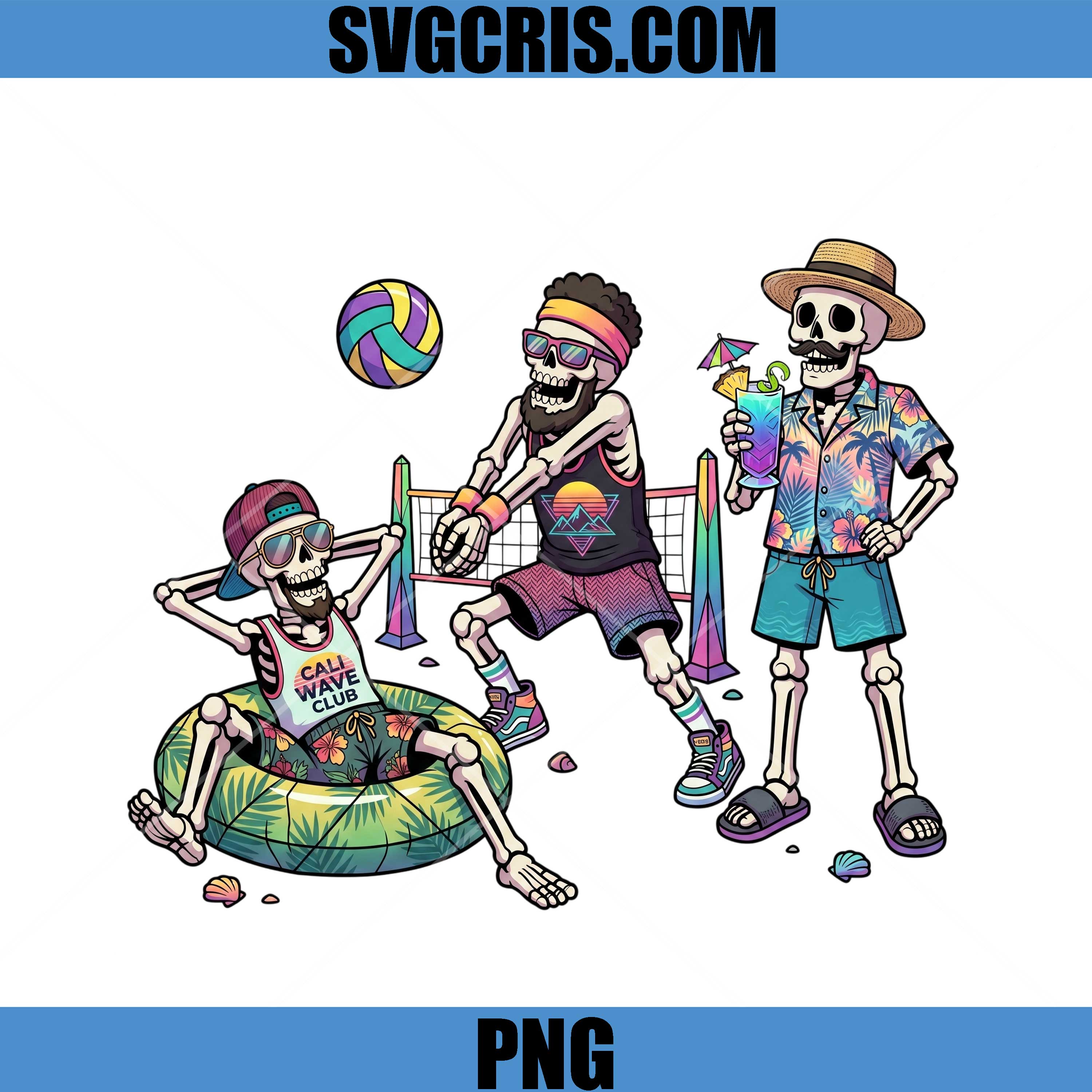 Skeleton Volleyball Beach Club PNG, Tropical Summer Vacation PNG