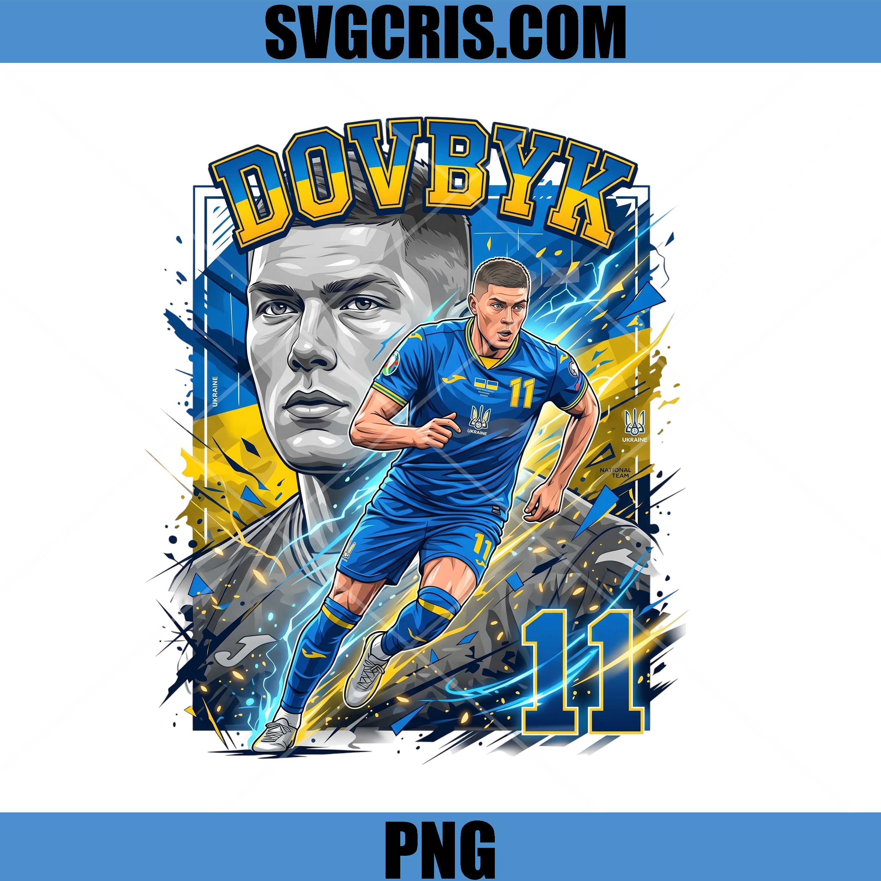 Dovbyk Ukraine Number 11 PNG, Ukraine Football Star Word Cup PNG