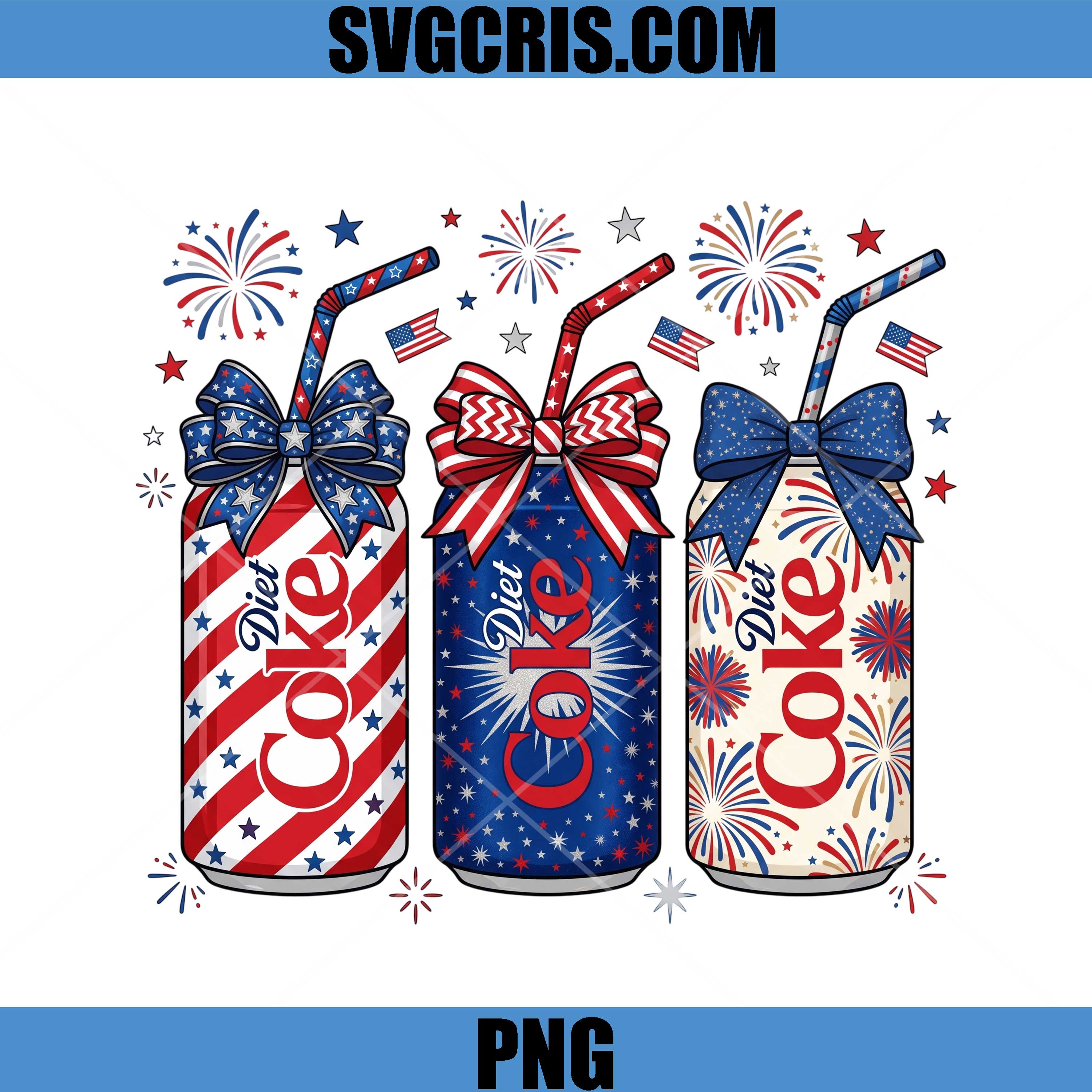 Patriotic Diet Coke Can PNG, Fourth Of July Soda PNG