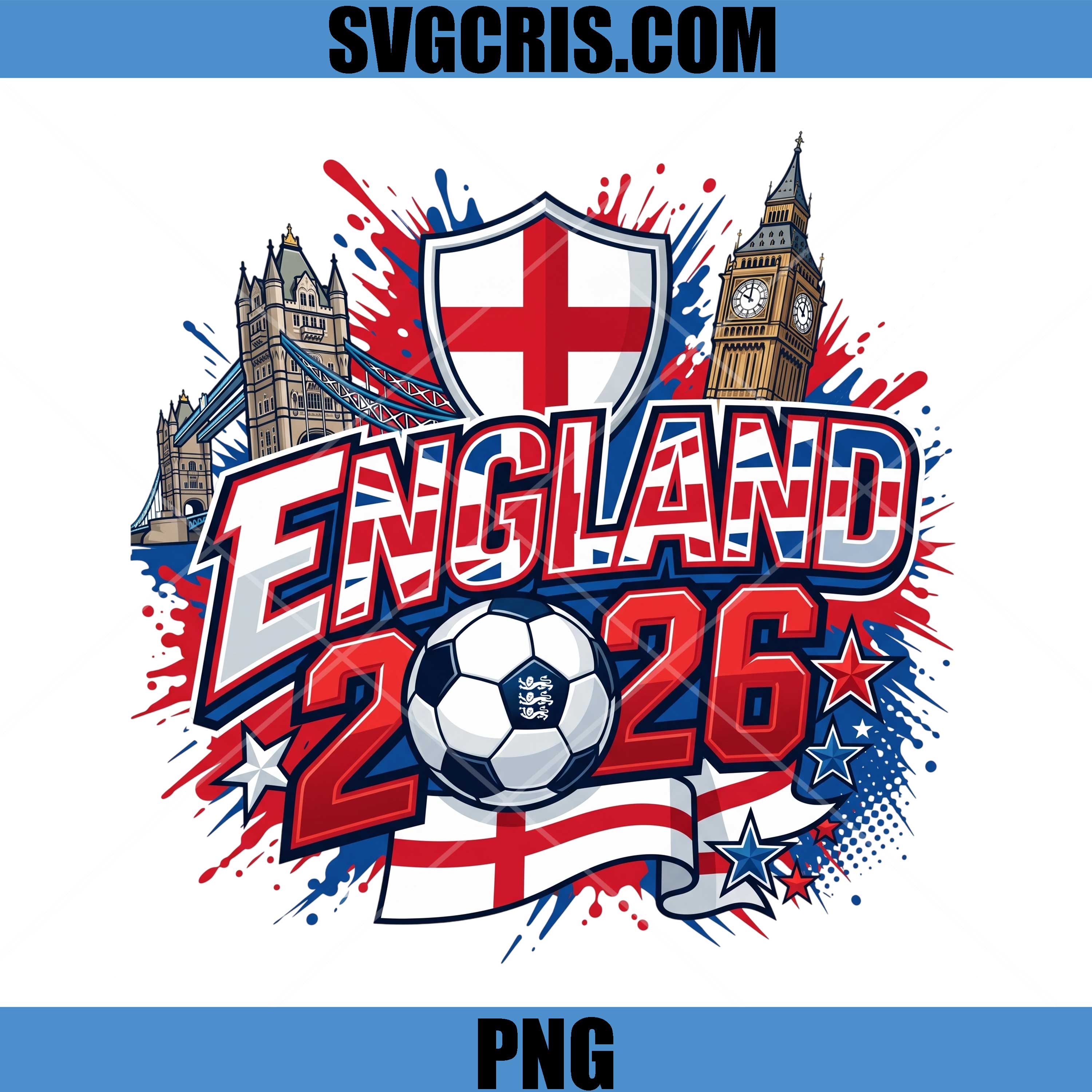 England 2026 Football Pride PNG, England Soccer Fan Design PNG
