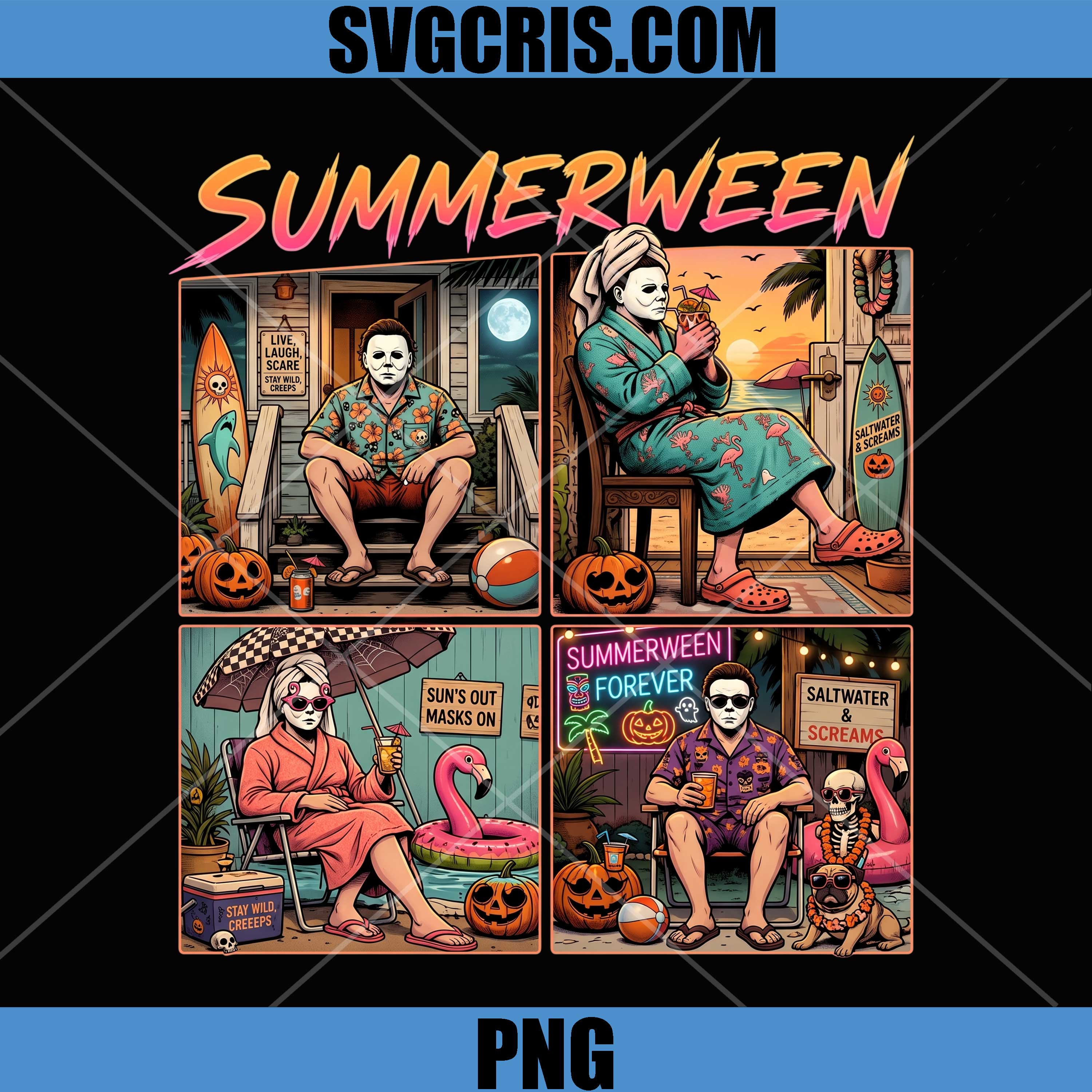 Summerween Michael Myers PNG, Summer Halloween Vacation PNG