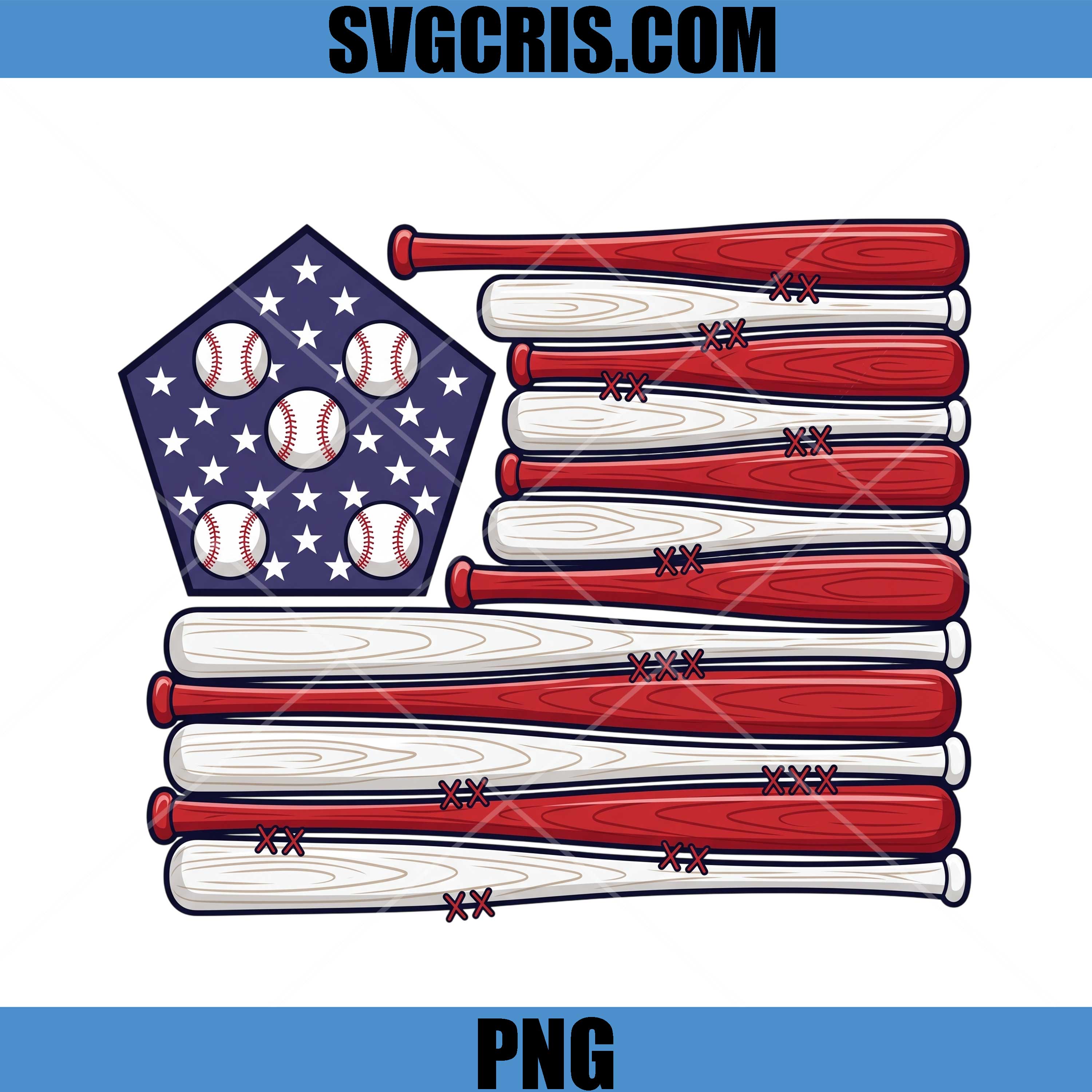 USA Baseball Flag PNG, Patriotic Bat Design PNG