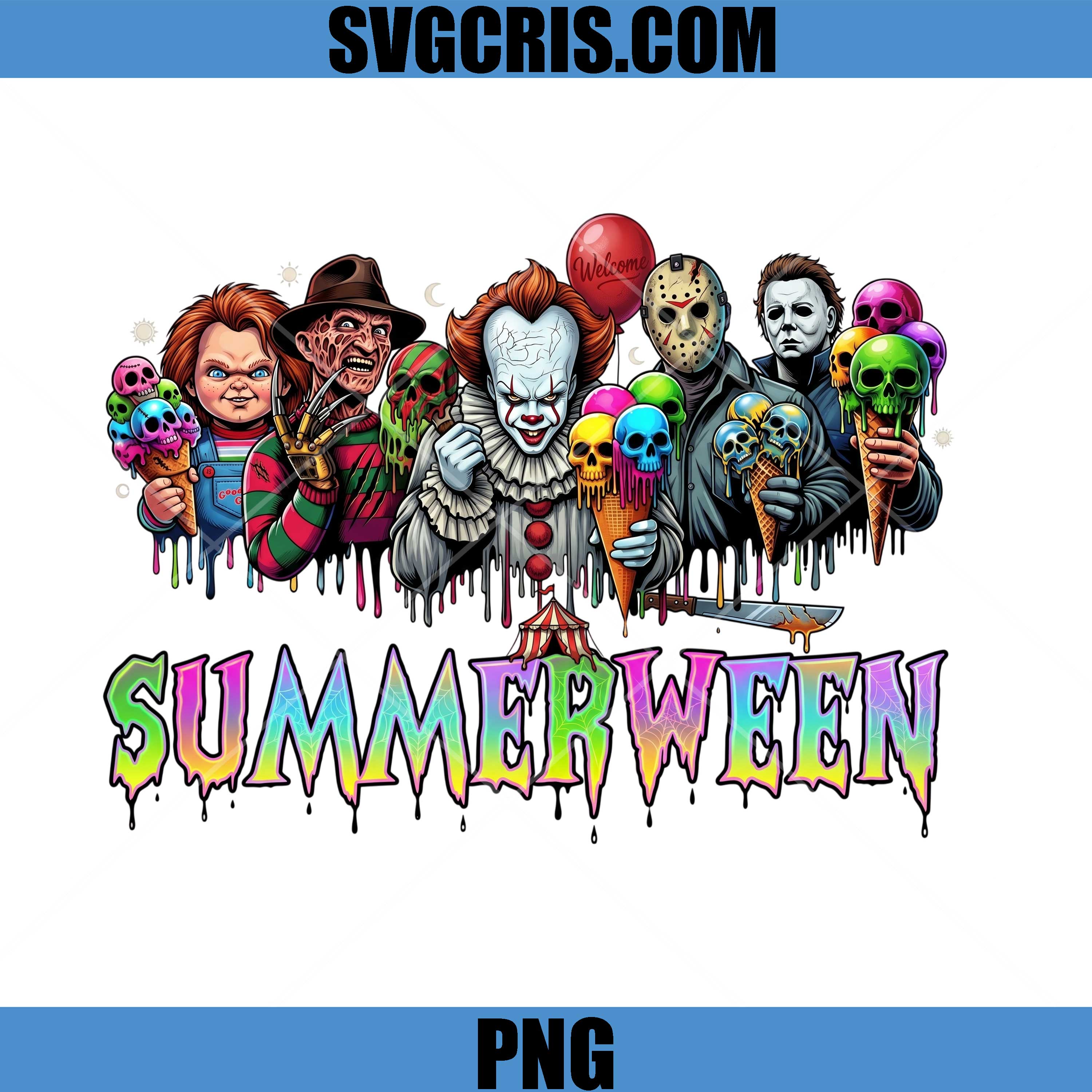 Horror Summerween Movie PNG, Spooky Ice Cream Characters PNG