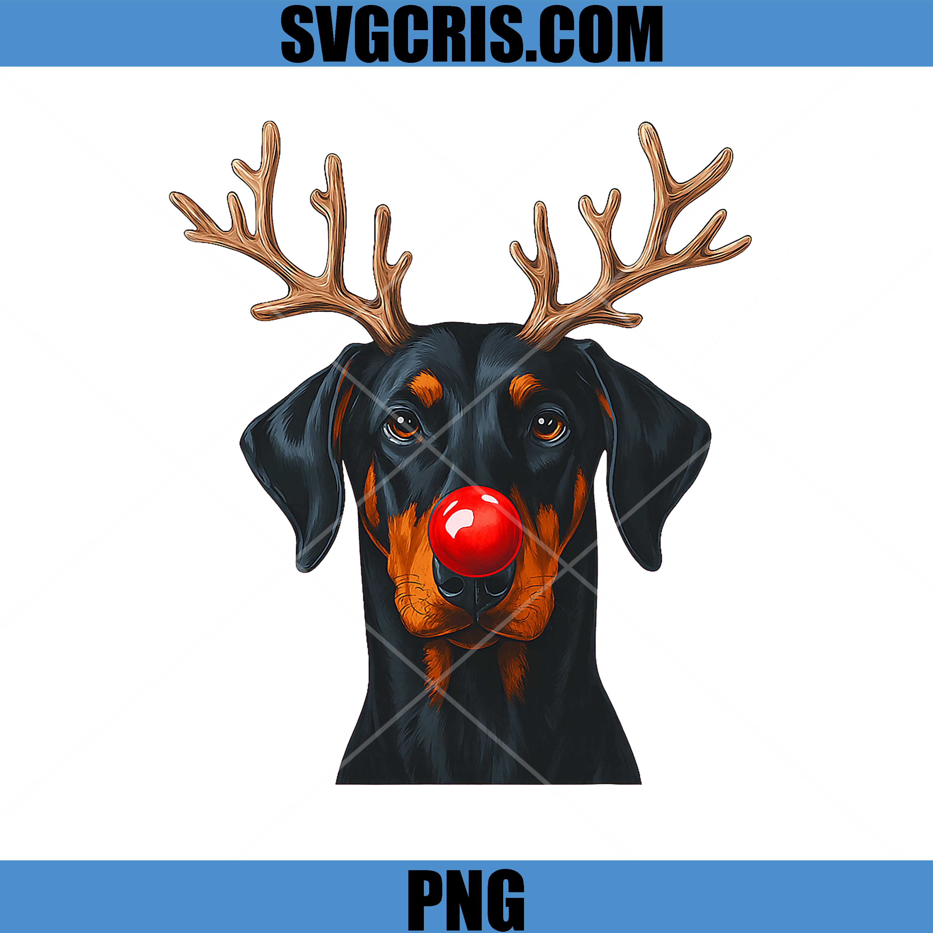 Reindeer Doberman PNG, Pinscher Christmas Doberman PNG, Pinscher Dog PNG