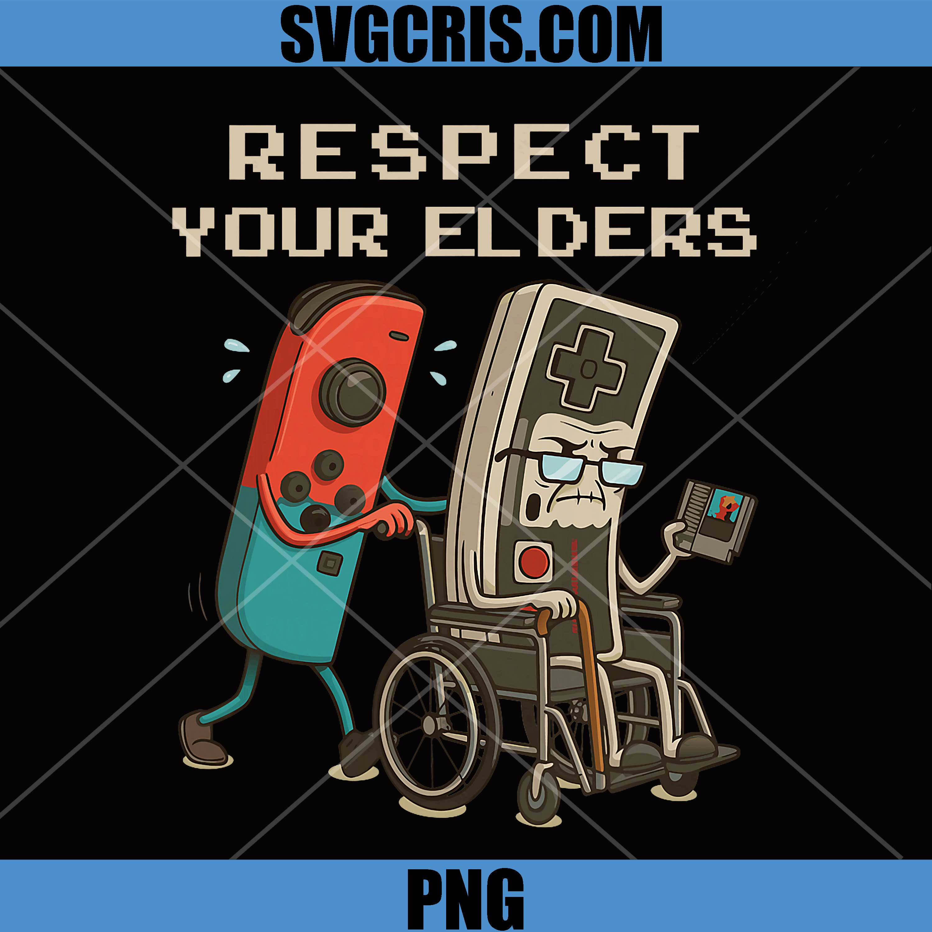 Respect Your Elders PNG, Gaming Funny Gamer Controller 80s PNG