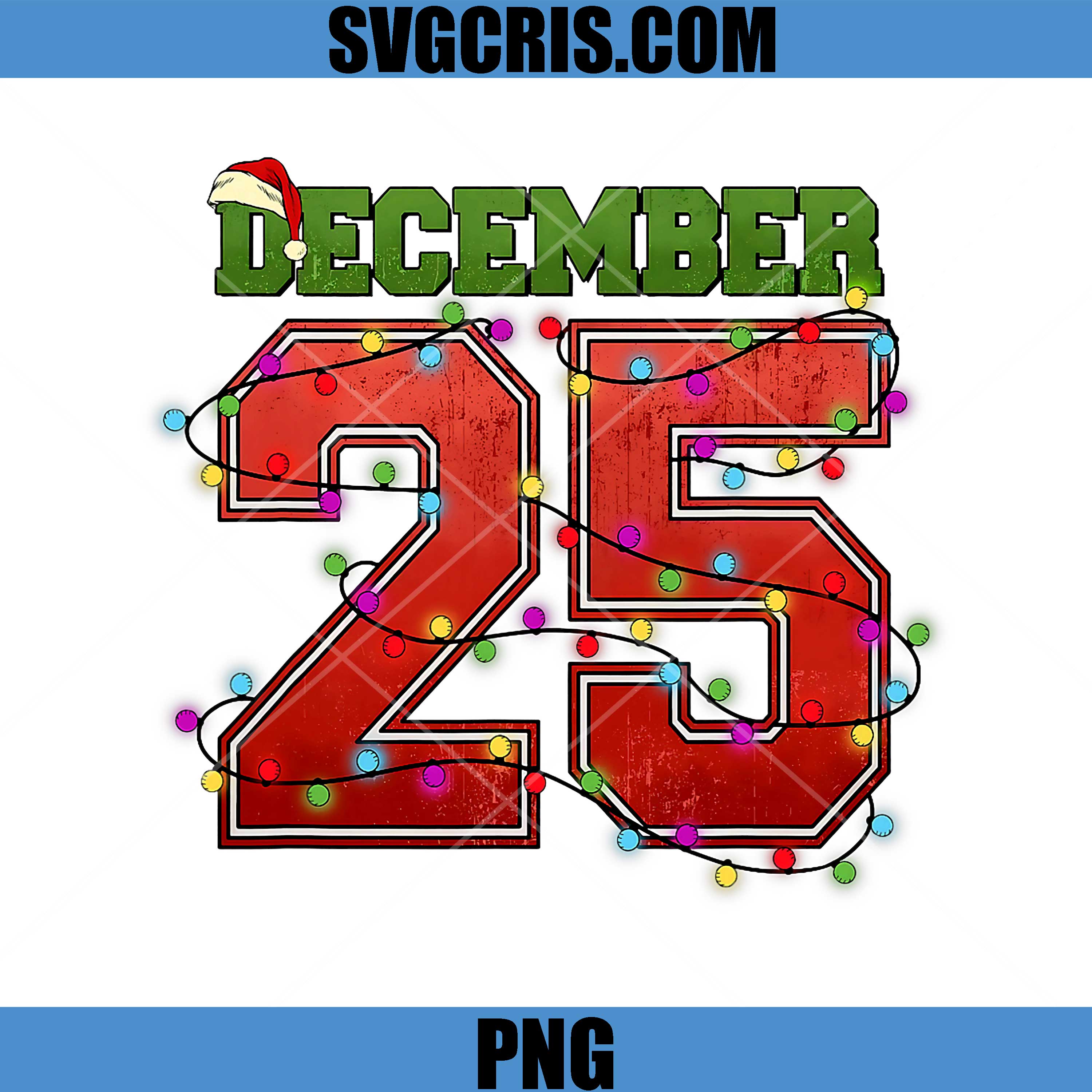 December 25 Christmas Lights PNG, Retro Xmas Holiday Number Graphic PNG