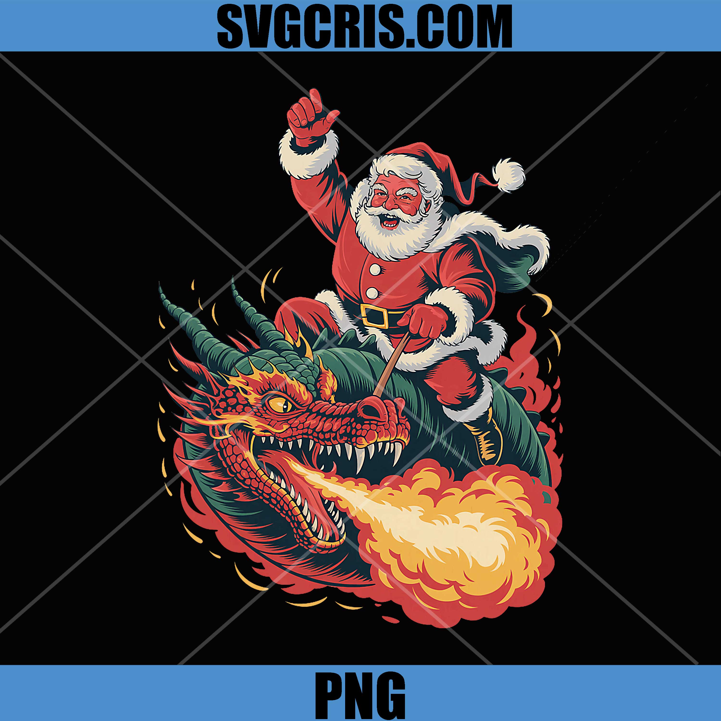 Dragon Santa Christmas Vintage PNG, X-Mas Fantasy Dragon PNG