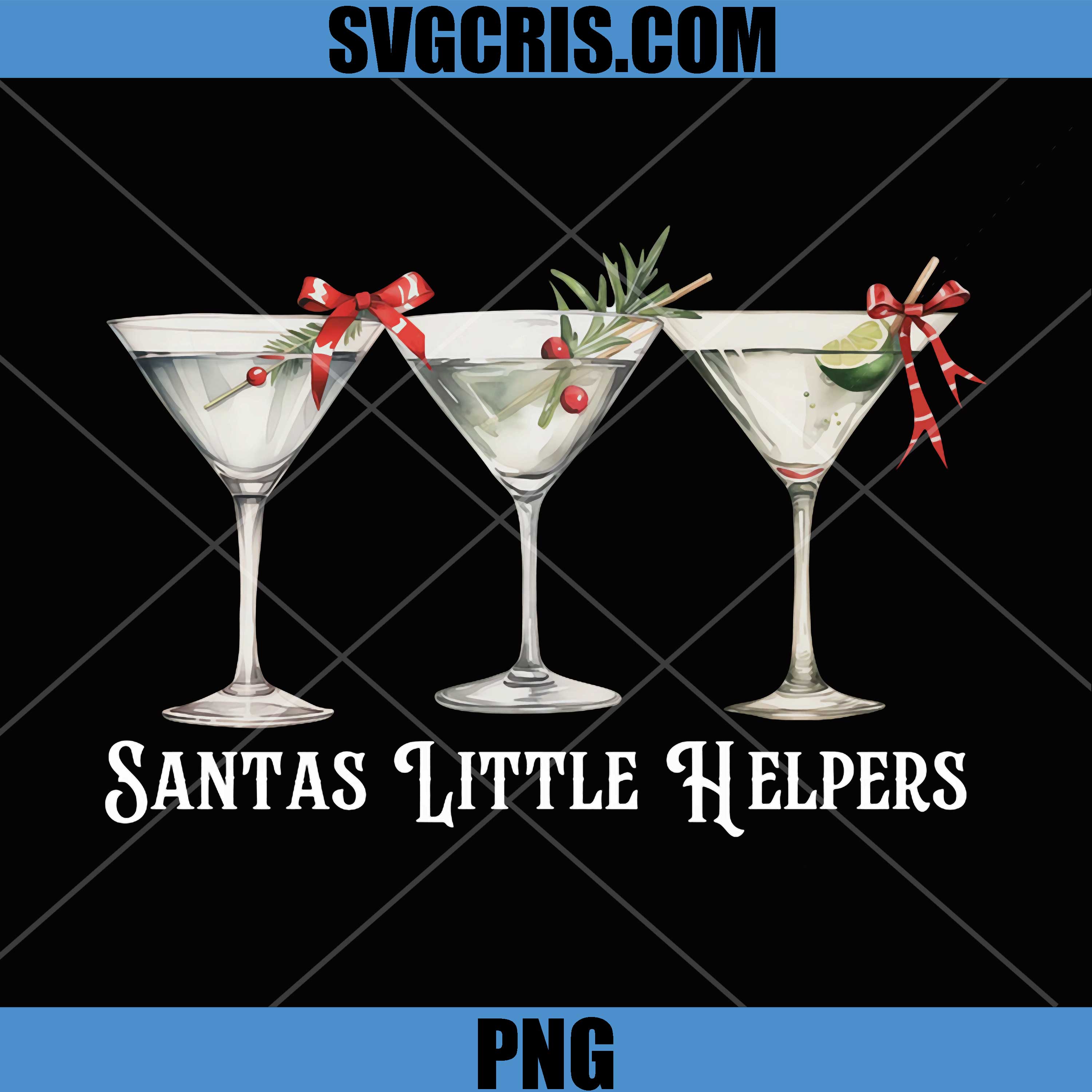Santa's Little Helper PNG, Martini Merry Christmas PNG