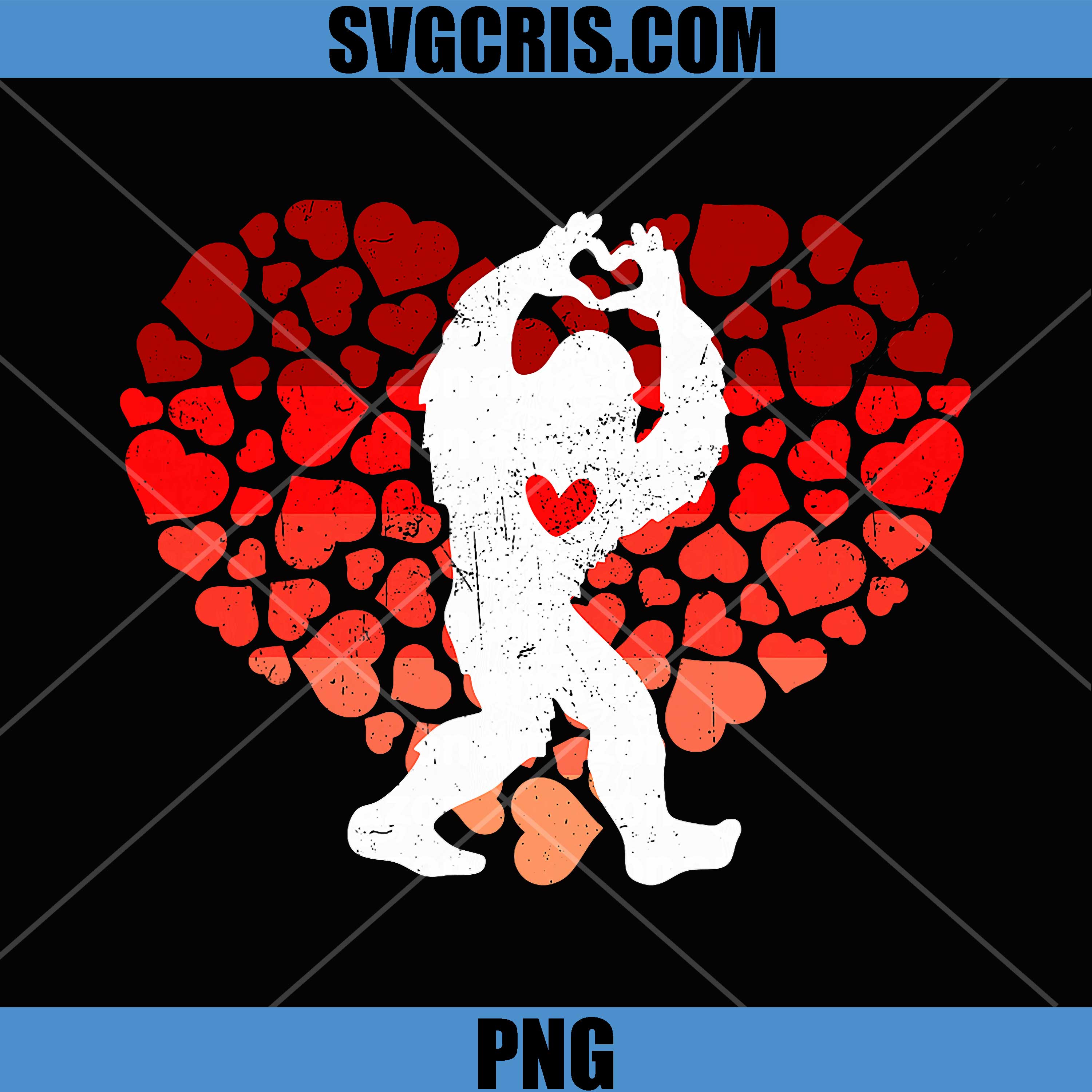 Retro Heat Love Bigfoot PNG, Sasquatch Valentine PNG