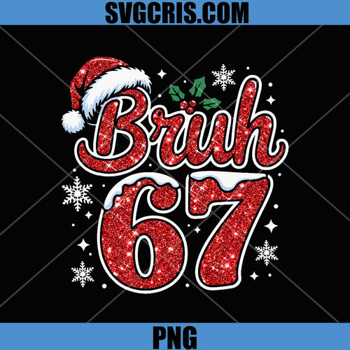 Bruh 67 Funny Christmas PNG, Meme Classic Xmas Santa PNG