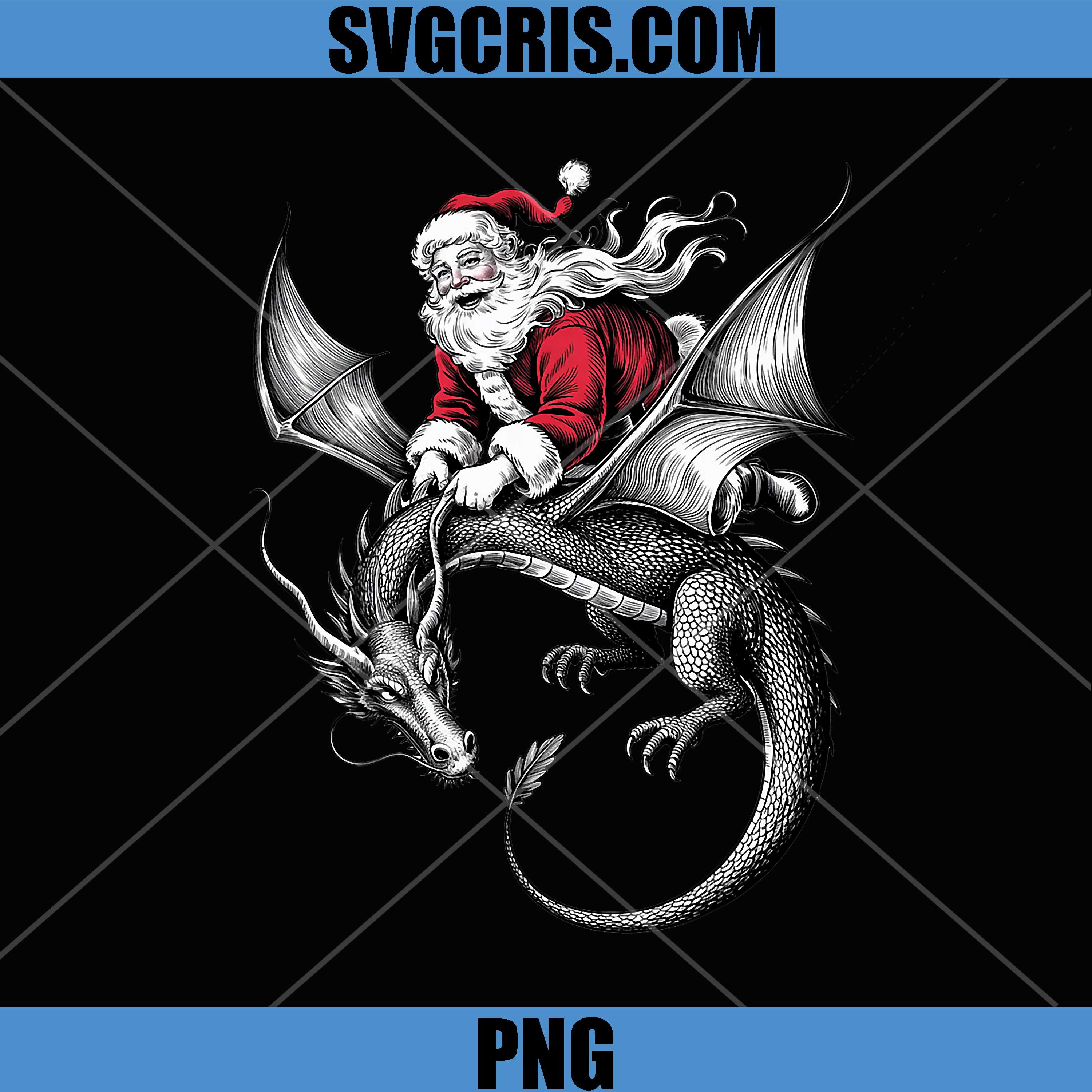 Viking Pagan Christmas PNG, Classic Santa Riding Dragon PNG