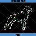 Rottie Dog Christmas PNG, Rottweiler Christmas Lights PNG