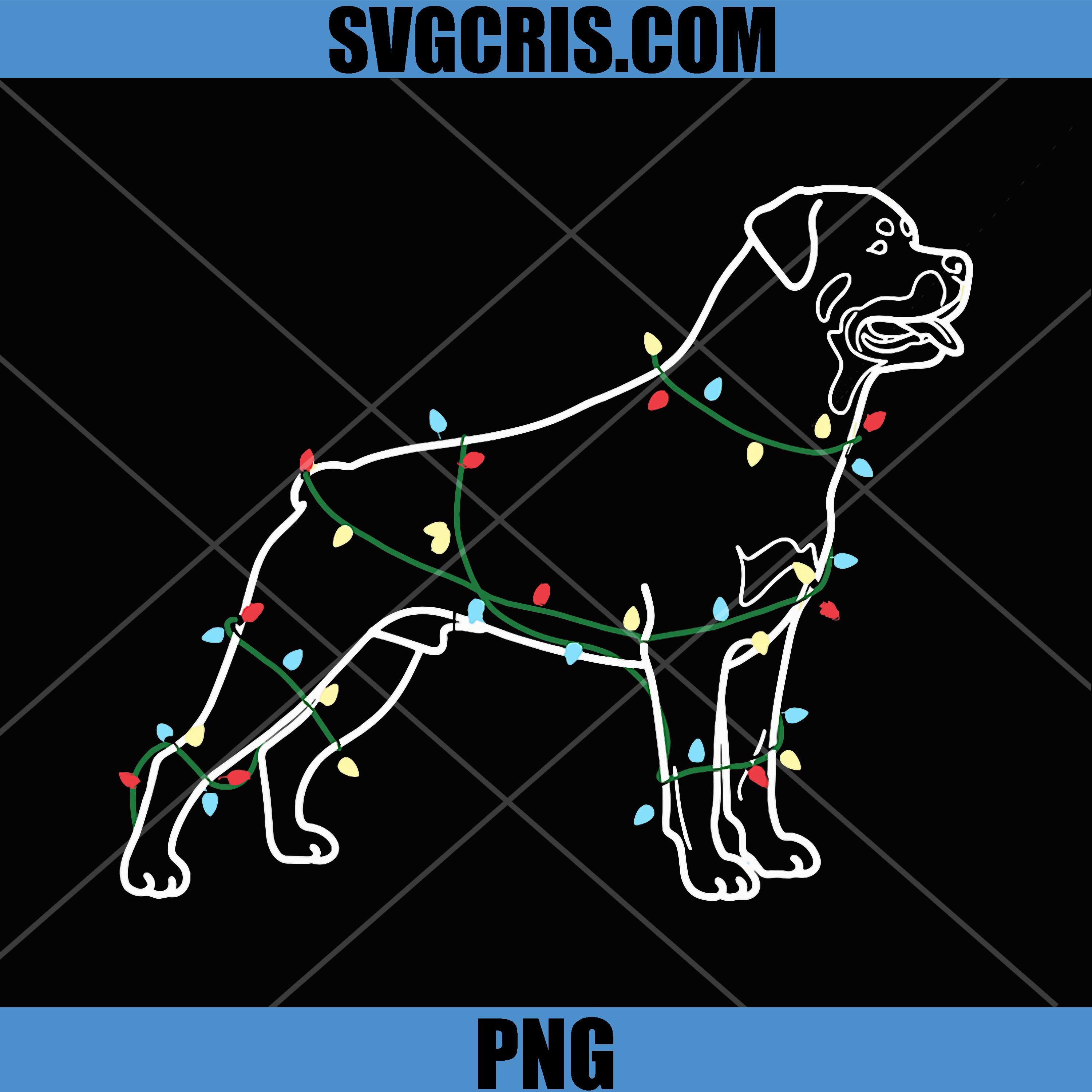 Rottie Dog Christmas PNG, Rottweiler Christmas Lights PNG