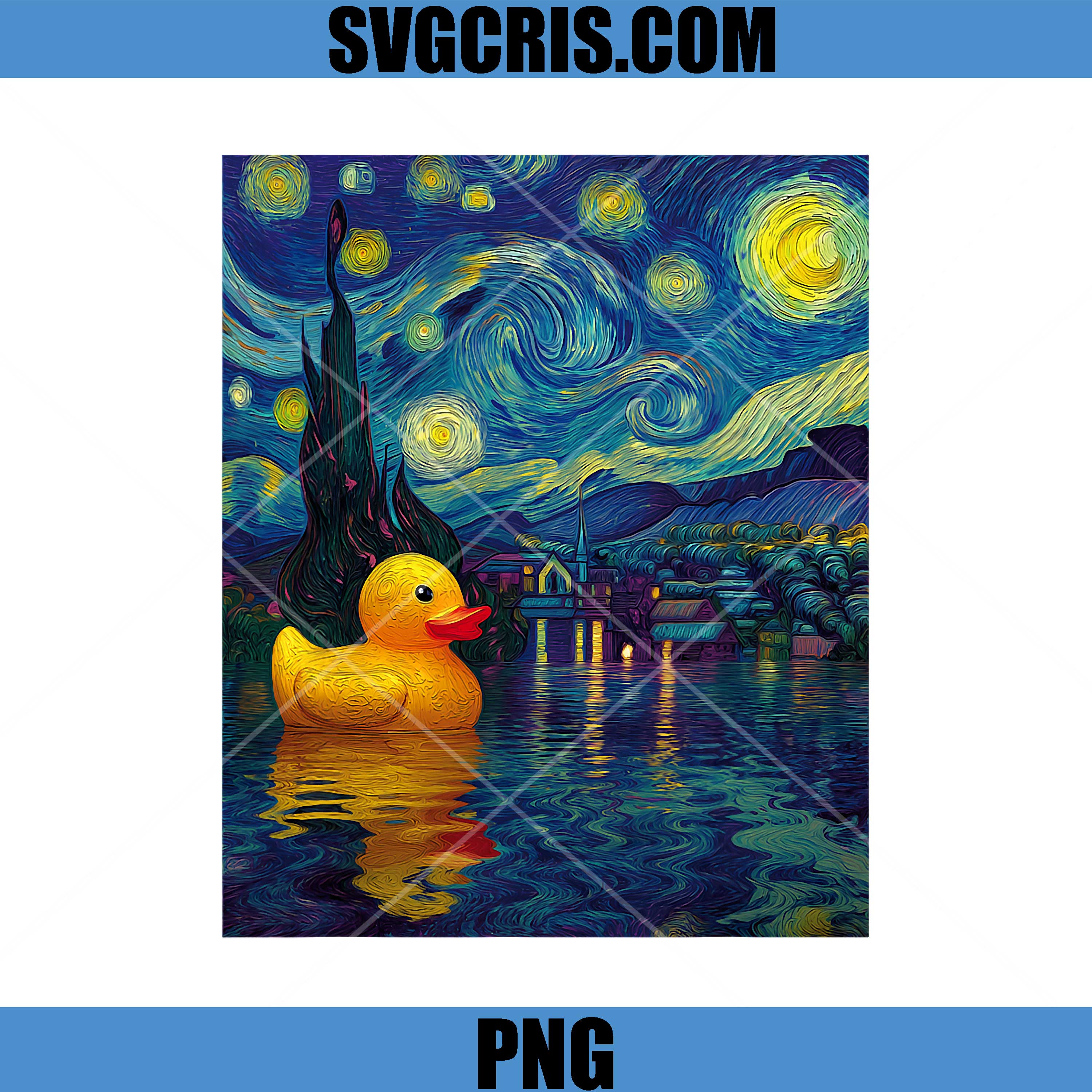 Duckie Ducky PNG, Van Gogh Style Starry Night Funny PNG